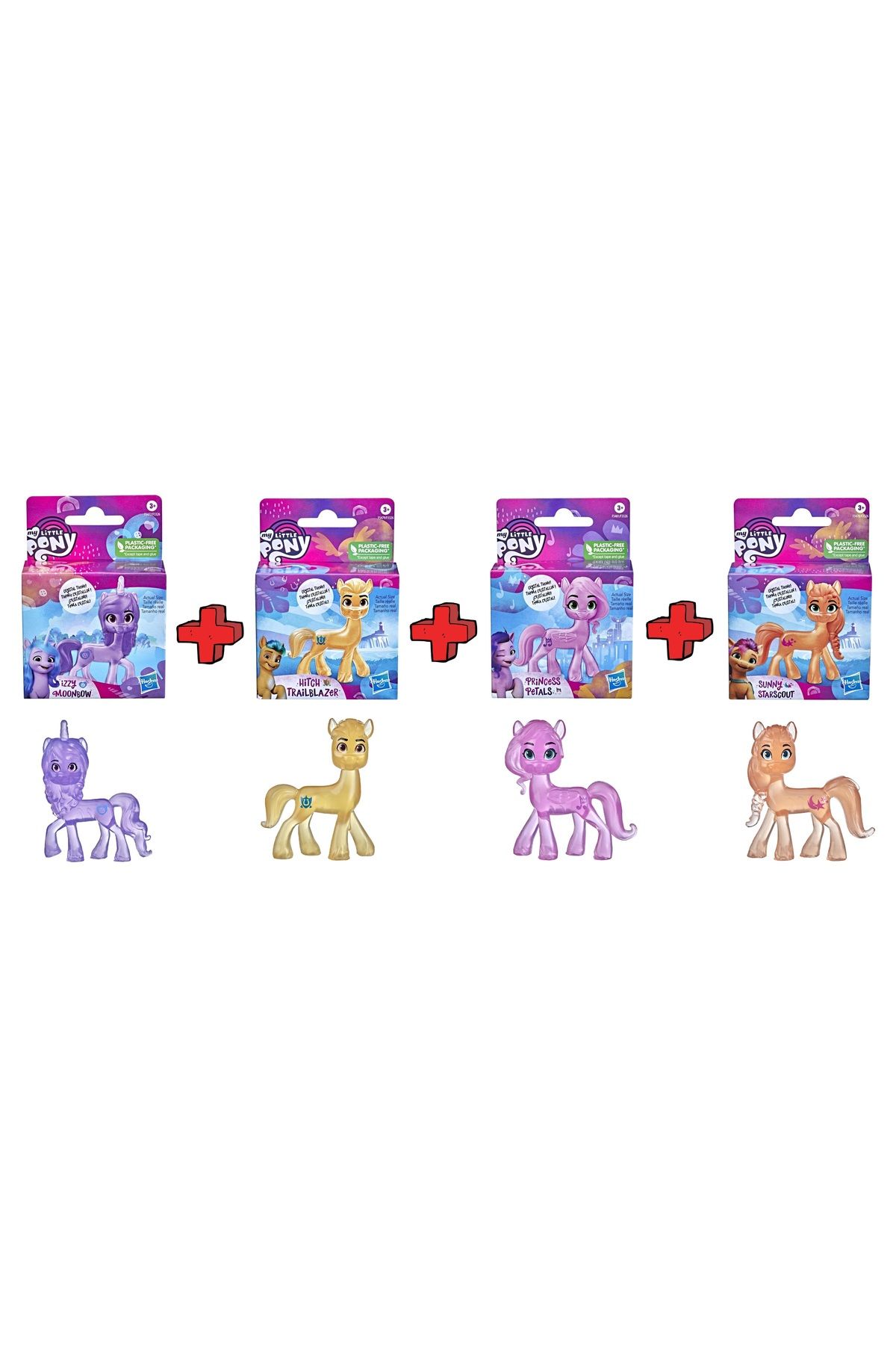 My Little Pony 4'lü Set Oyuncak Figür Mini Kristal At Sunny Starscout Prenses Petals Izzy Moonbow Hitch Trailblazer