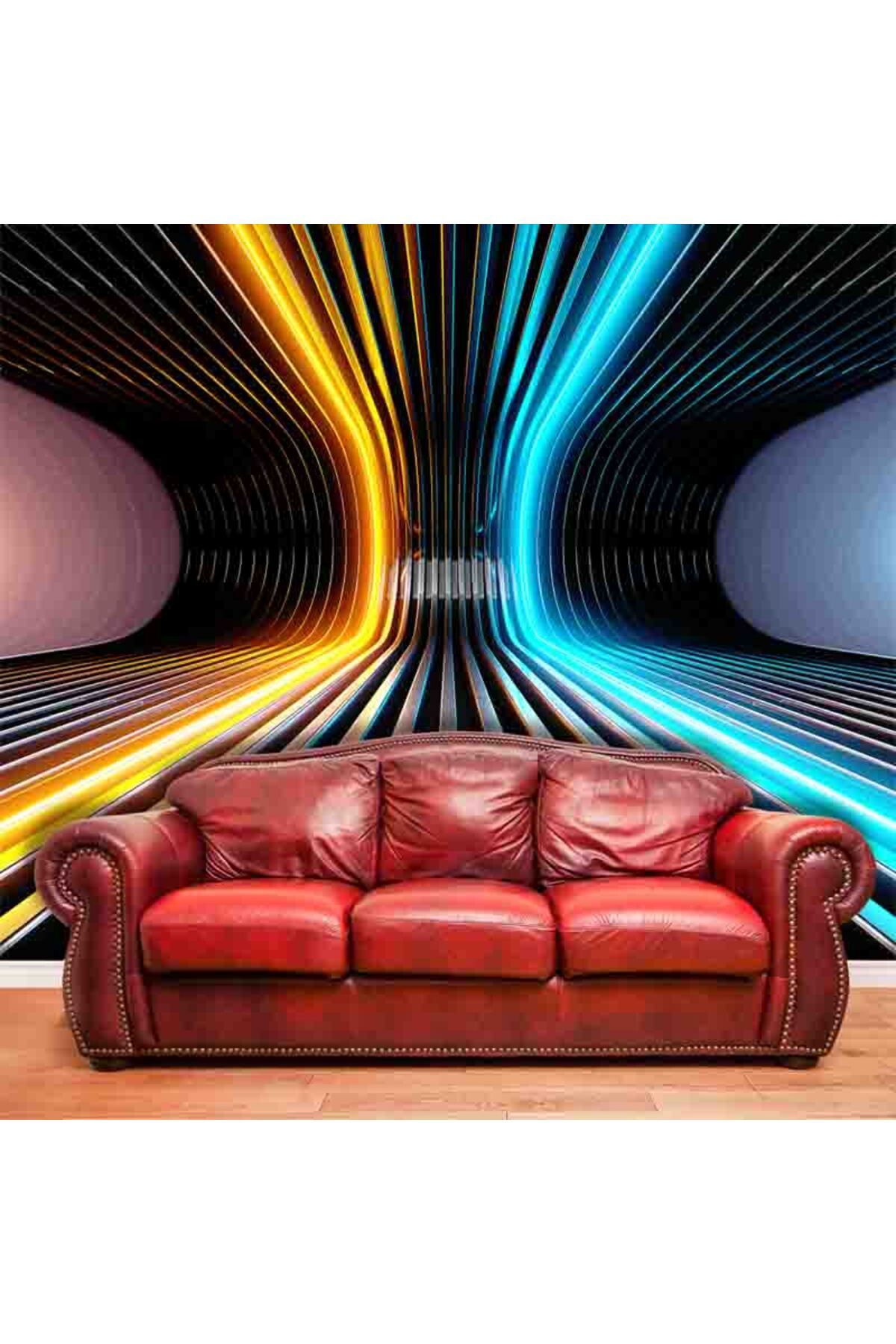 dreamwall 3D Çizgili Neon Işık Desenli Isı Ve Ses Yalıtımlı Sağlıklı Tekstil Duvar Kağıdı