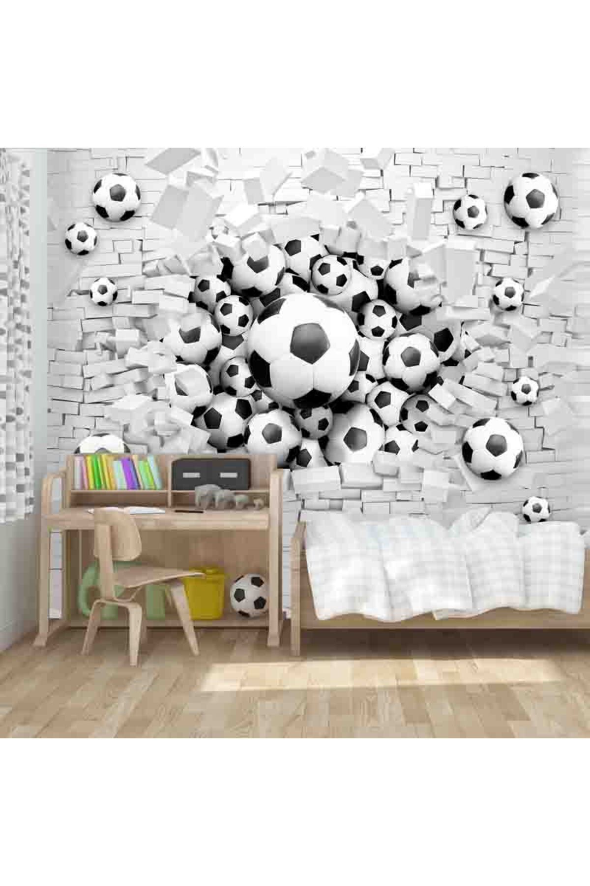 dreamwall 3D Futbol Topları Desenli Isı Ve Ses Yalıtımlı Sağlıklı Tekstil Duvar Kağıdı