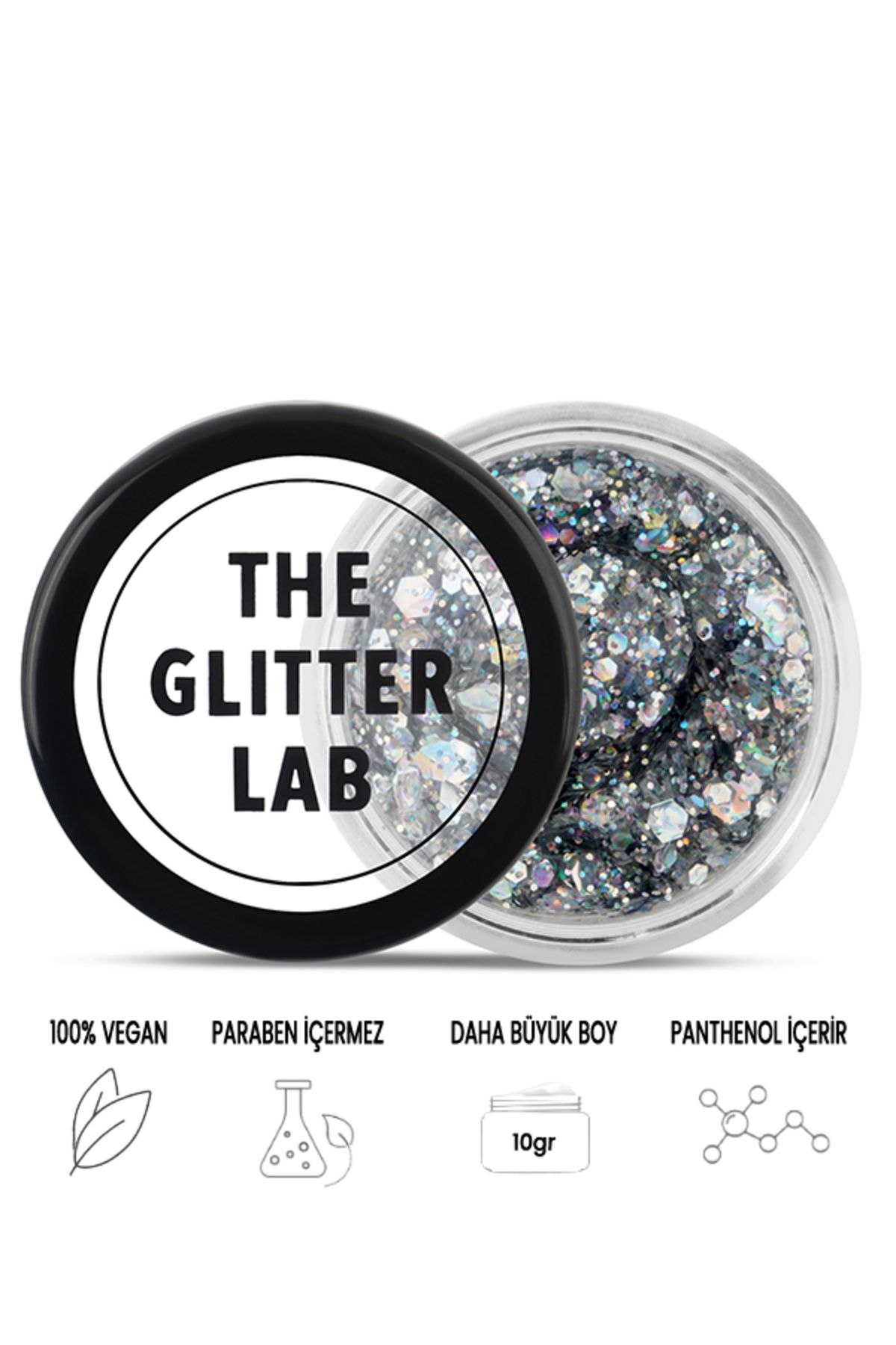 The Glitter Lab Jel Formlu Parlak Glitter - Cool Silver