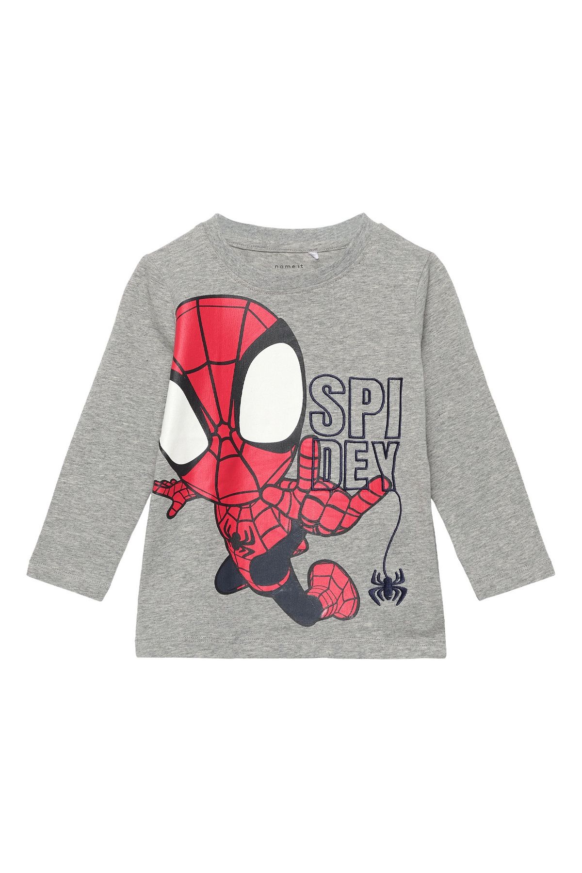 name it Name İt Gri Melanj Erkek T-Shirt NMMJUNIOR SPIDEY LS TOP MAR