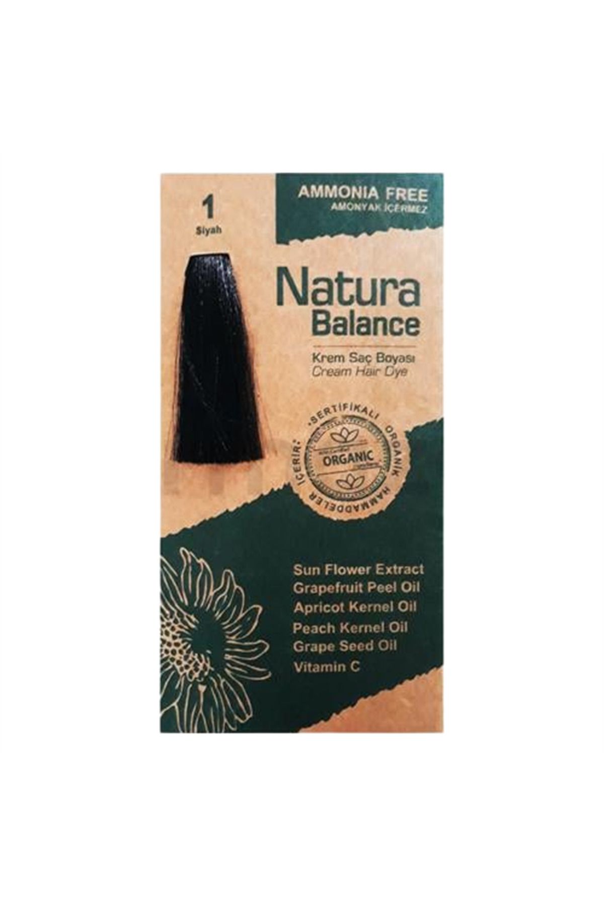 NATURABALANCE Natura Balance Organik Krem Saç Boyası 60 ml - 1 Siyah