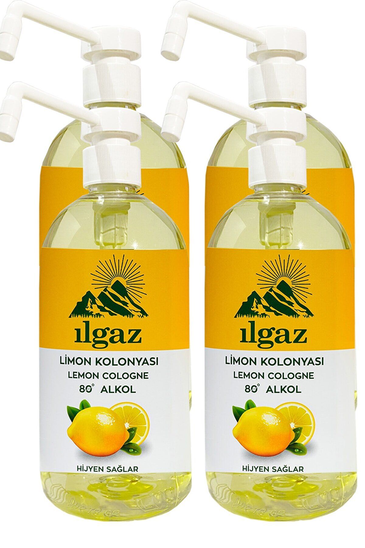 ILGAZ 4x750 ml Pompalı Kolay Kullanım Limon Kolonyası Eko Boy Hijyenik 80 Derece Limon Kolonyası