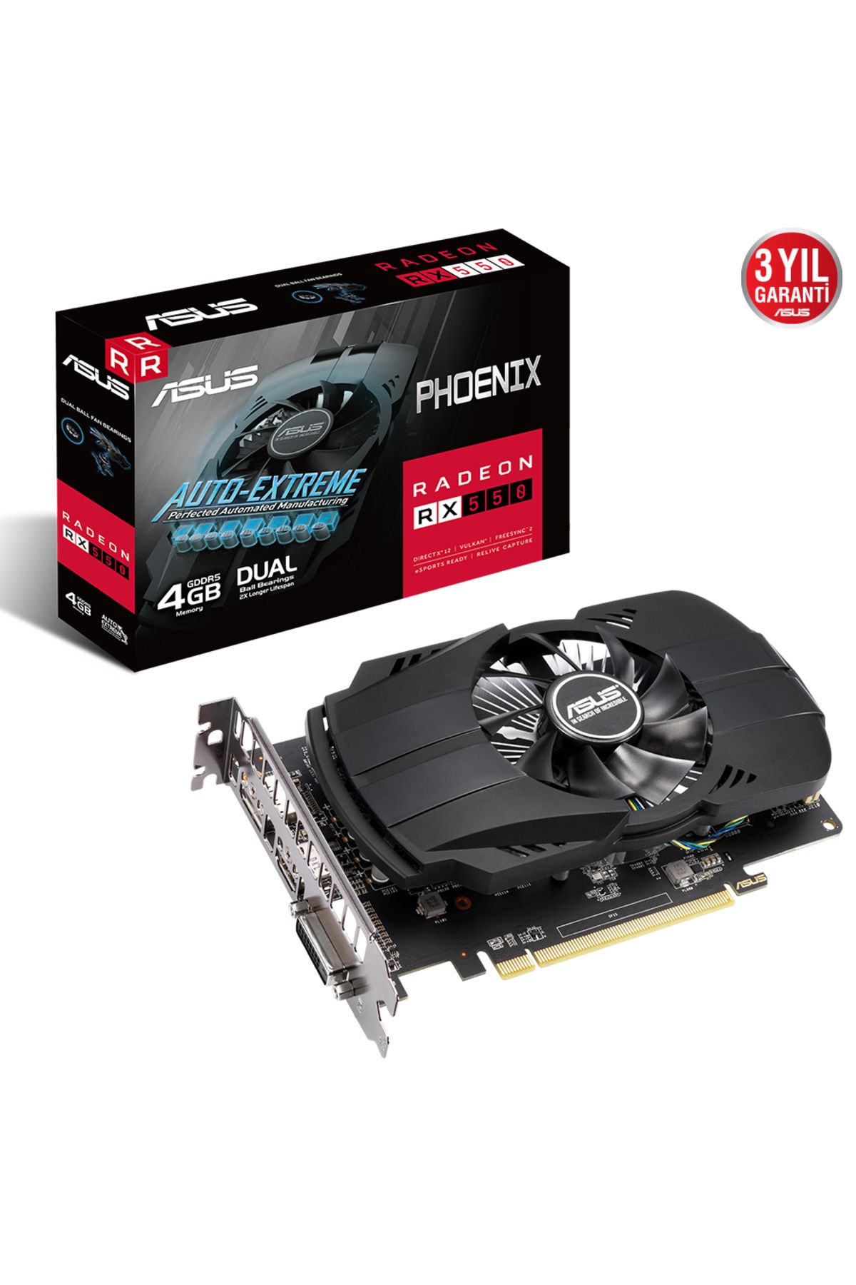 ASUS 4GB AMD Radeon RX 550 Phoenix (PH-RX550-4G-EVO) Uyumlu Ekran Kartı