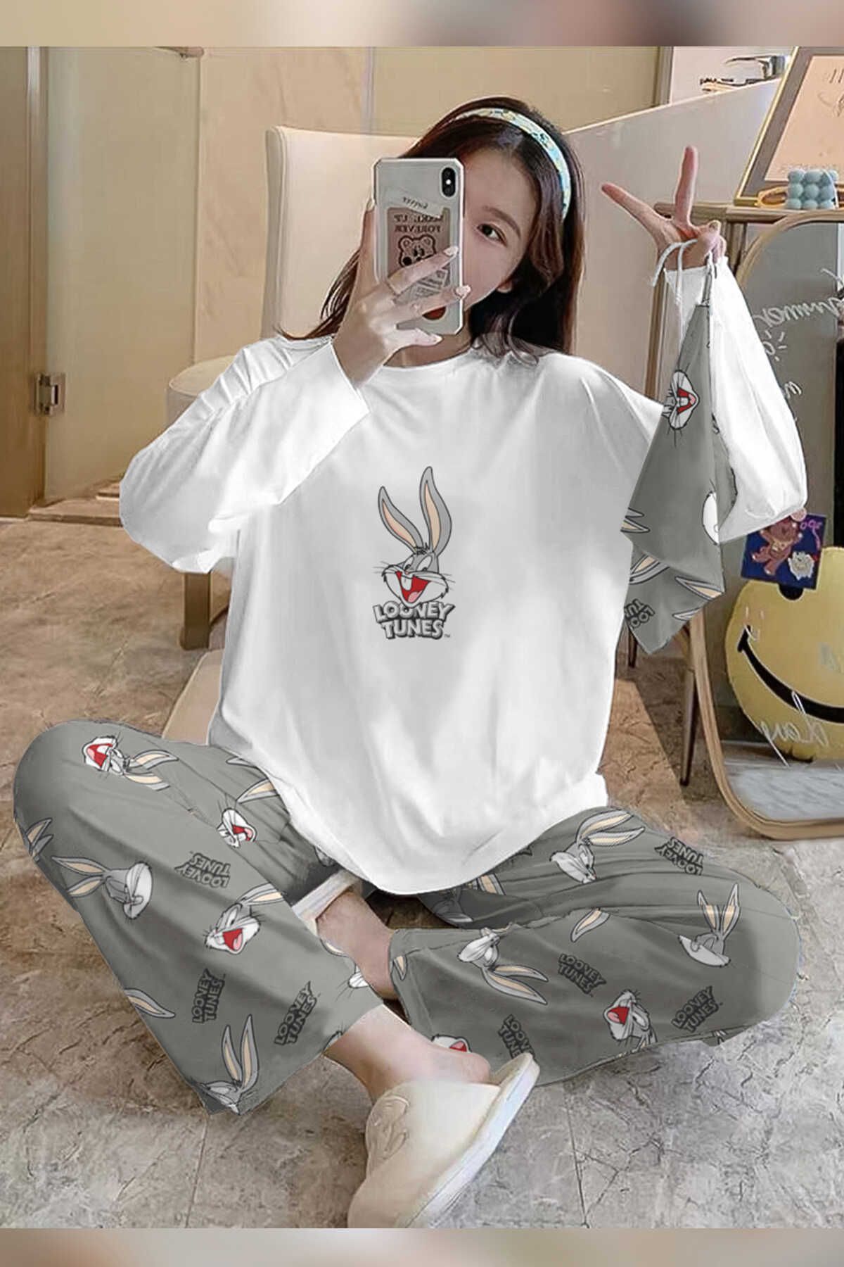 Pembishomewear Bahd Bugs Bunny Süpersoft Kadın Pijama Takımı 2984