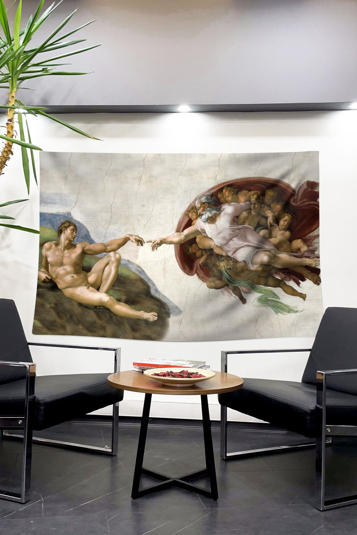 Dokumio Michelangelo Ademin Yaratılışı Duvar Örtüsü "Yeniden Ebatlandırılmış Özel Tasarım Sadece Dokumio'da"