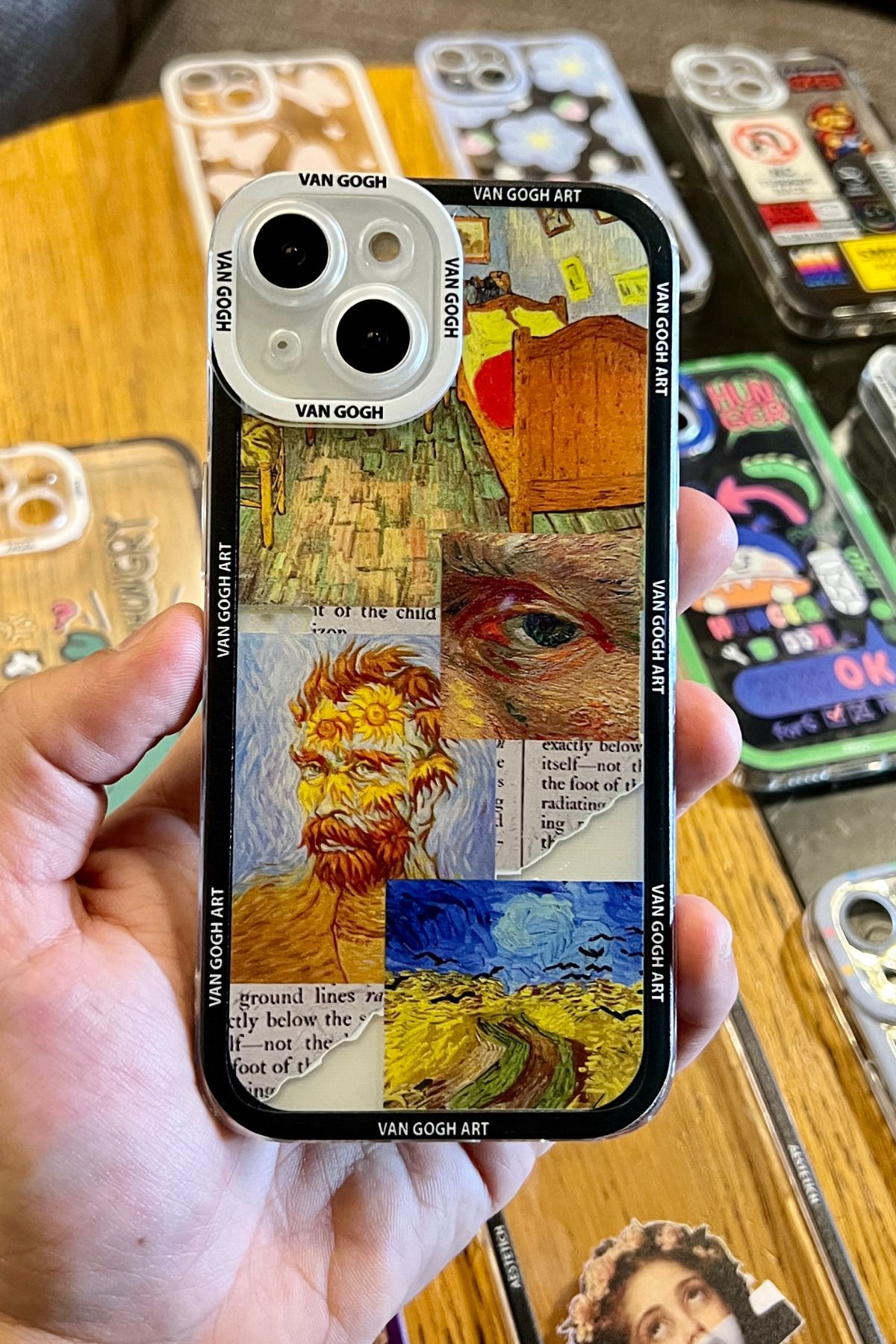 KVK PRİVACY Iphone 13 Kılıf Van Gogh Desenli Estetik Kamera Korumalı Şeffaf Baskılı Kılıf