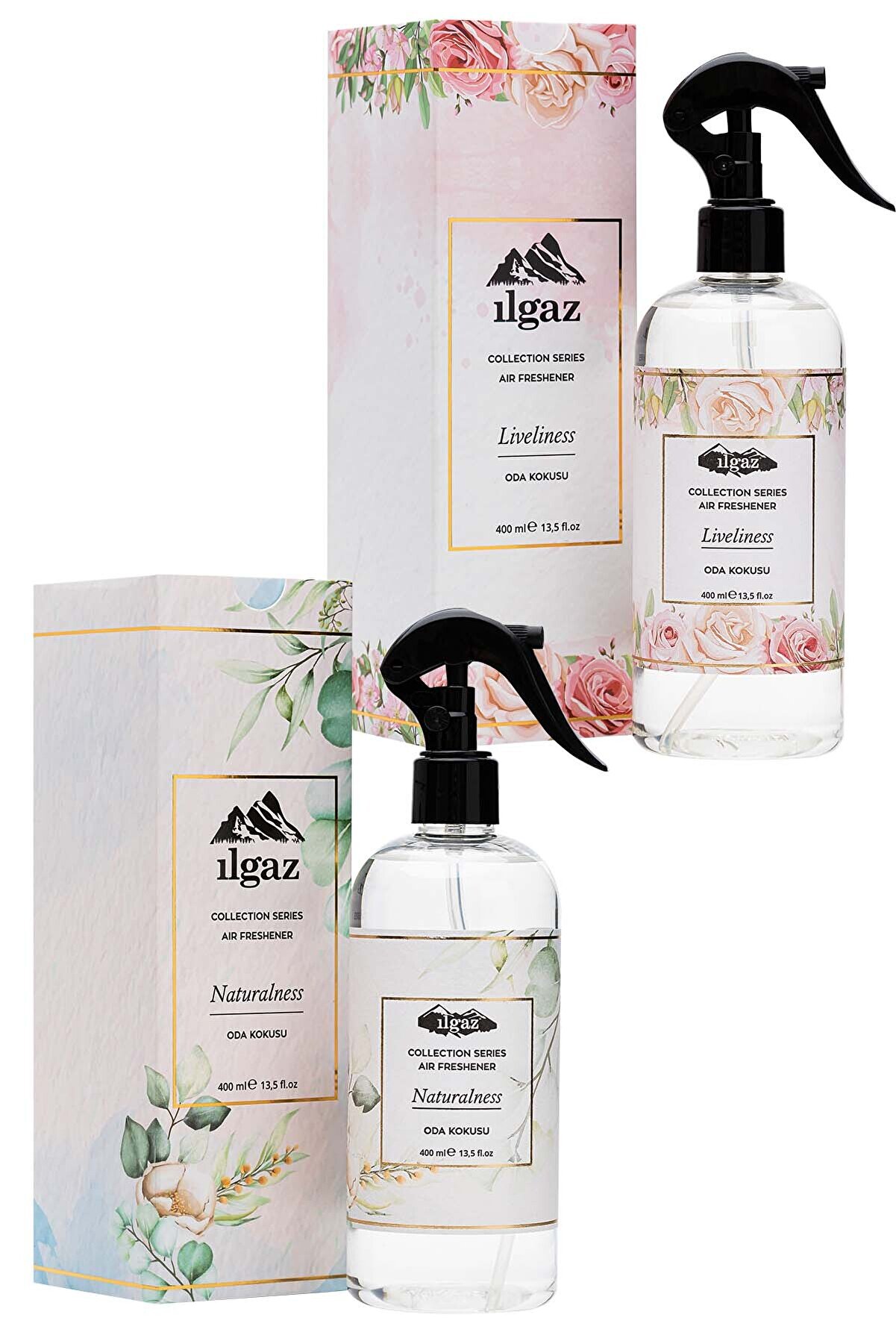 ILGAZ Collection Series Oda Sprey Air Freshener Liveliness + Naturalness 400 ml Oda Parfümü  2 Adet