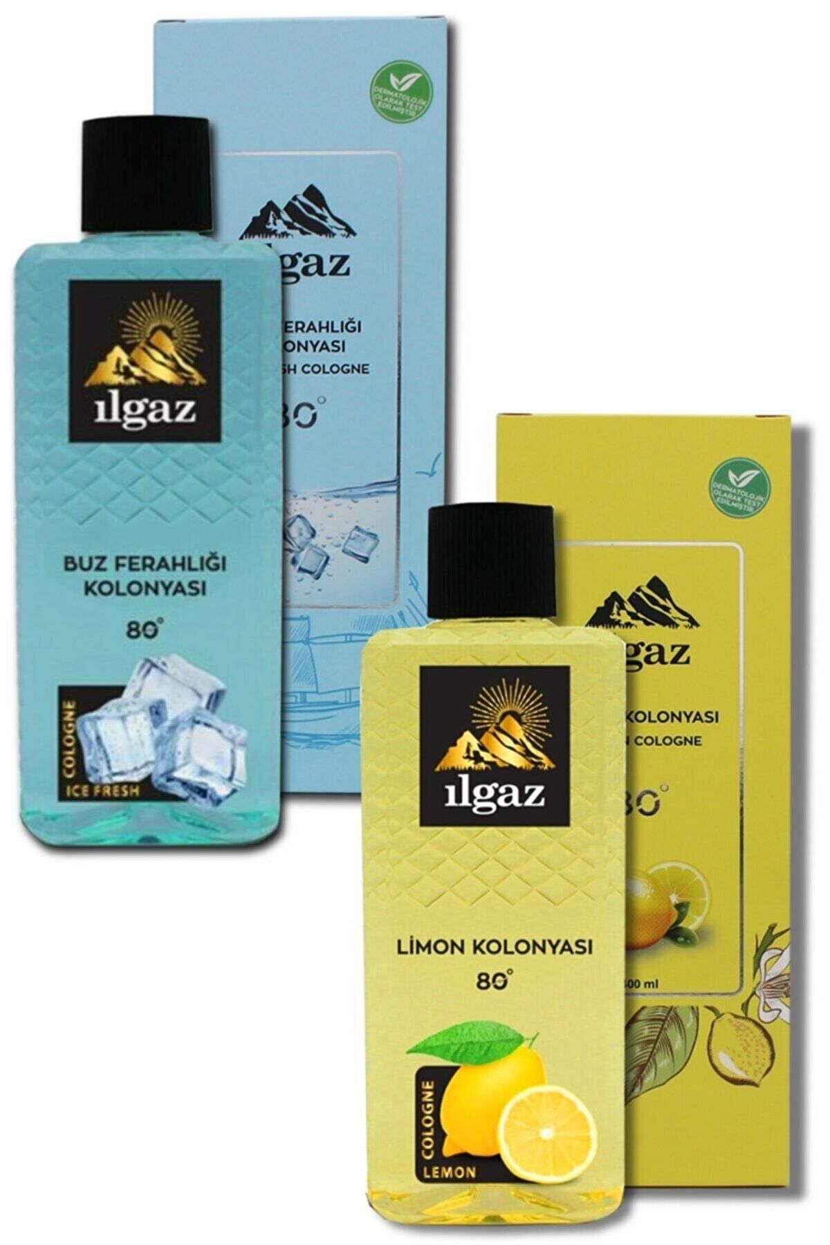 ILGAZ Elegance Series Limon Kolonyası 400 Ml + Elegance Buz Ferahlığı Kolonya 80 Derece Eau De Cologne