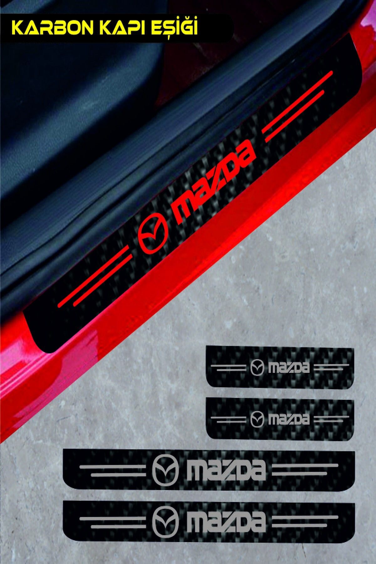 Ena Butik Mazda Lantis Karbon Kapı Eşiği Oto Sticker 4 Adet