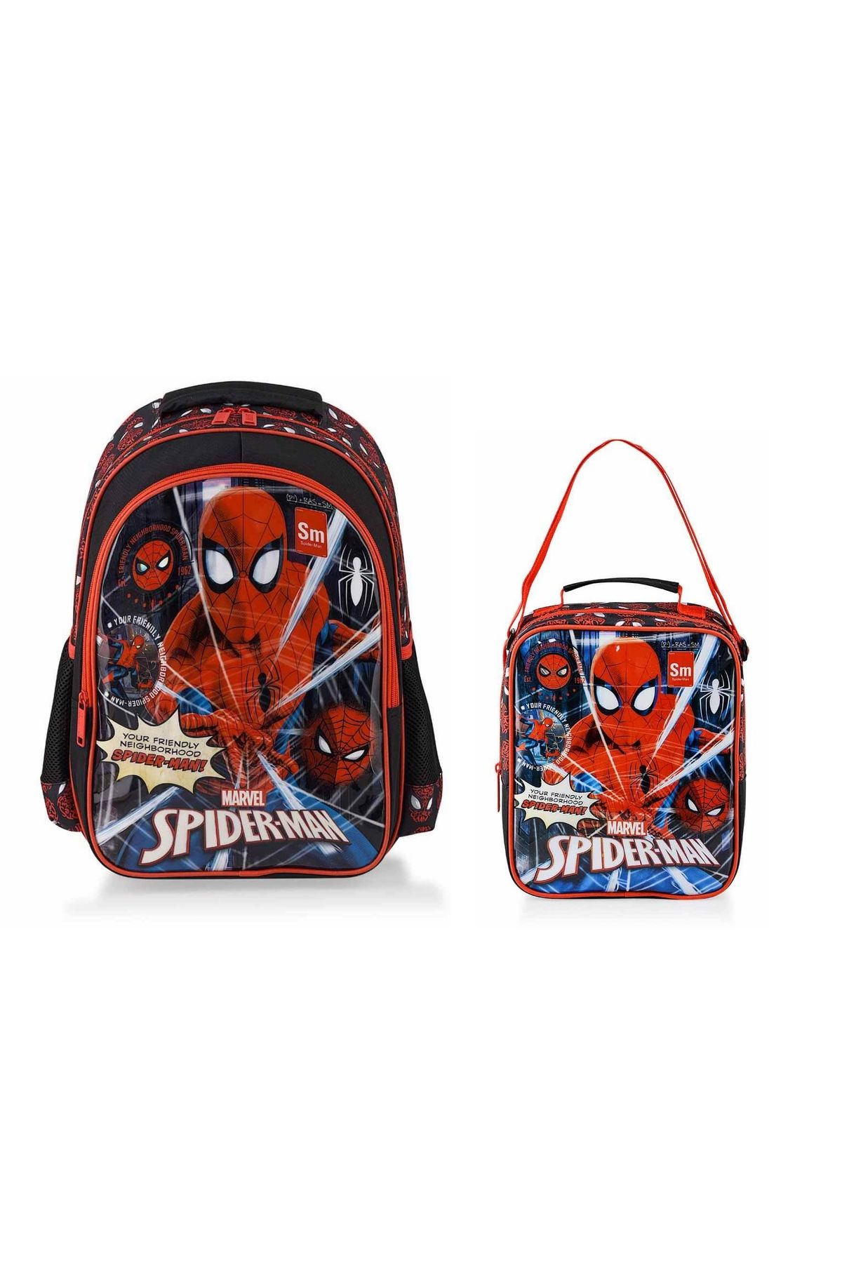 Spiderman Lisanslı İlkokul Çanta ve Beslenme Çantası Seti 2li Due Neigborhoood