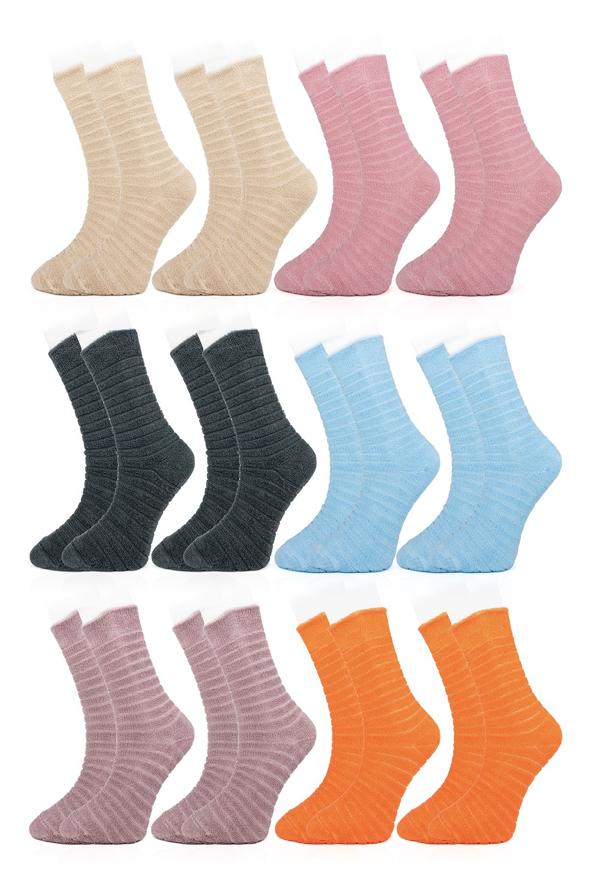 Line Smart 12'li Kadın Renkli Ters Havlu Kalın Kışlık Soket Çorap