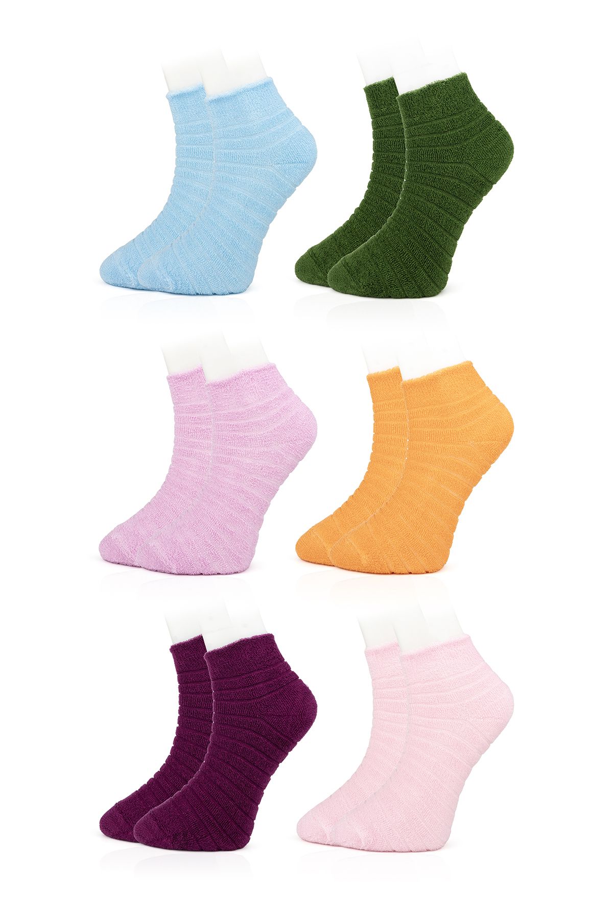Line Smart 6'lı Kadın Renkli Ters Havlu Kalın Kışlık Patik Çorap