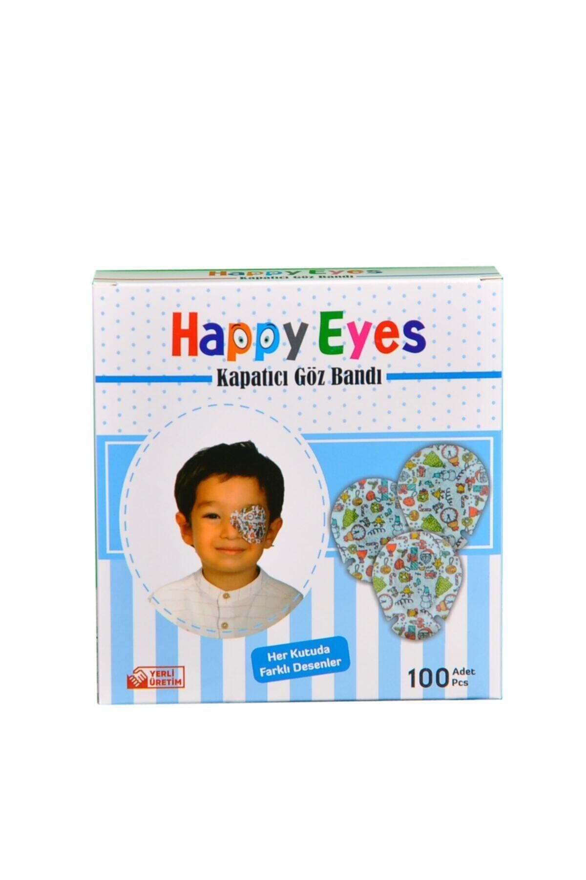 MC CENTER Happy Eyes Çocuk Göz Kapama Bandı 100'lük Kutu Göz Pedi Happy Eyes