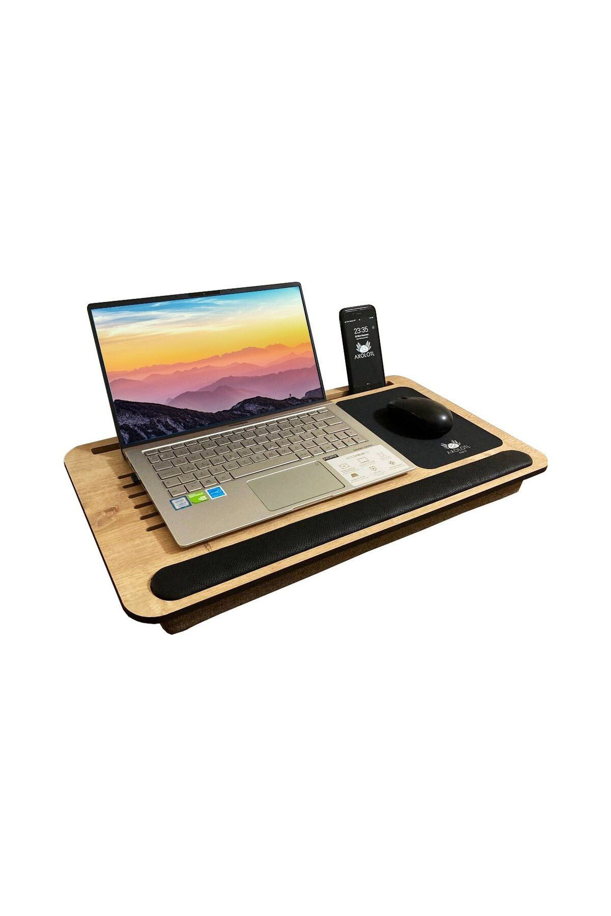 Axolotl Telefon Ve Tablet Bölmeli Minderli Laptop Sehpası, Notebook, Bilgisayar, Çalışma Masası