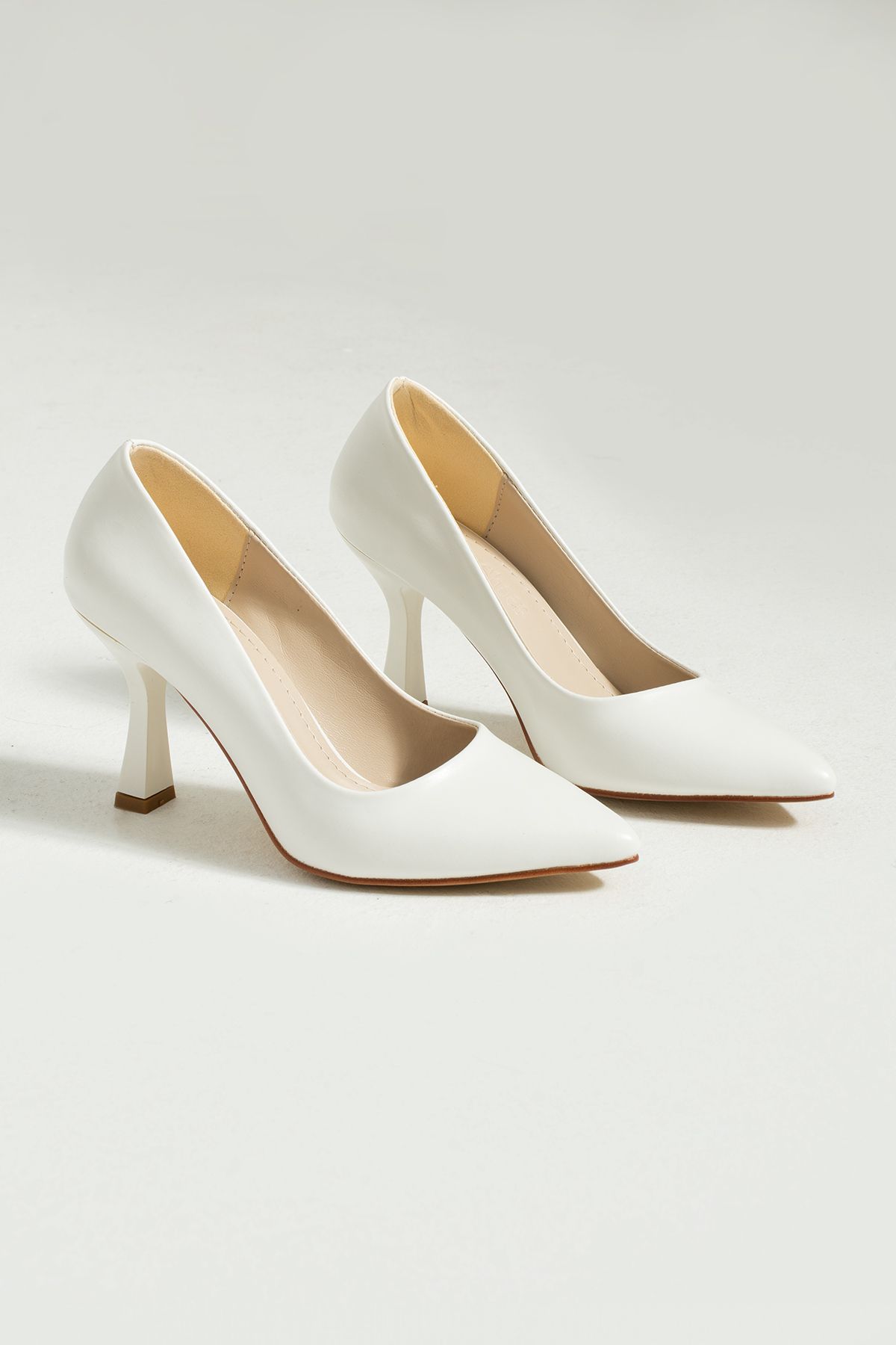 Güllü Shoes Kadın Topuklu Ayakkabı - Yüksek Topuklu Stiletto Rahat Şık Ve Ince Iş Ayakkabısı Beyaz 8.5 cm