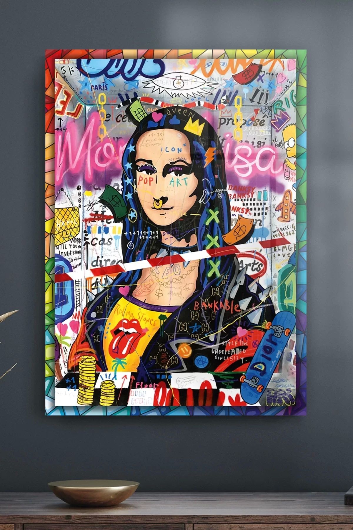 Decovetro Cam Tablo Pop Art Mona Lisa 50 X 70 Cm