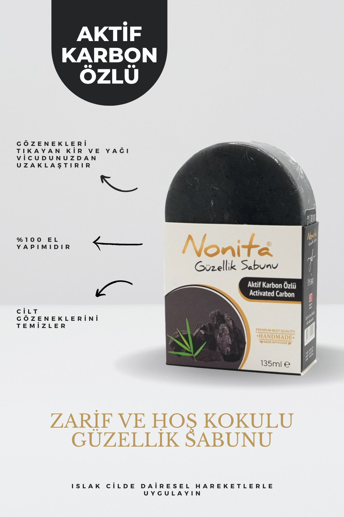 nonita Güzellik Sabunu 135 ml - Aktif Karbon Özlü Activated Carbon( Yağlı Ciltler Için )