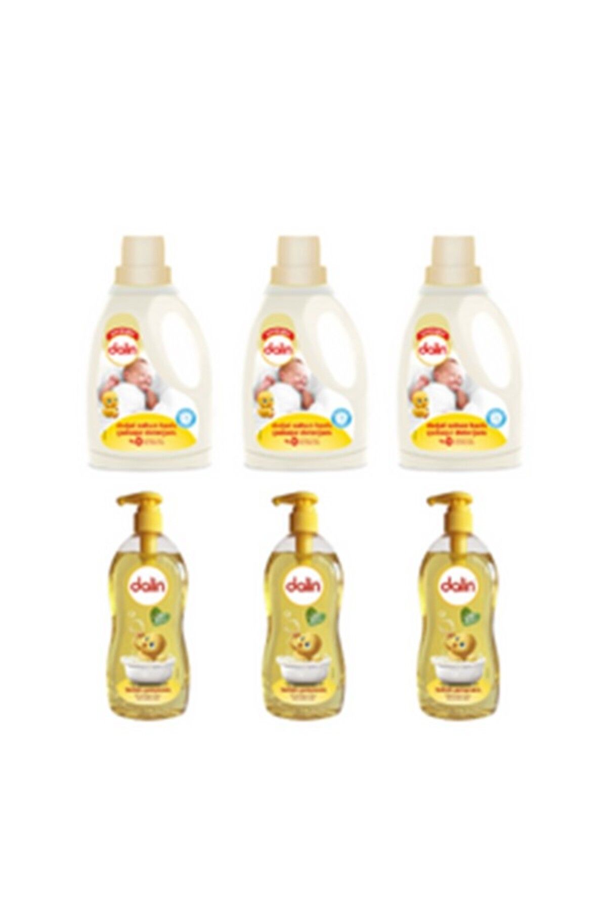 Dalin Doğal Sabun Sıvı Bebek Çamaşır Deterjanı 1500 ml 3 Adet + Bebek Şampuanı Klasik 700 ml 3 Adet