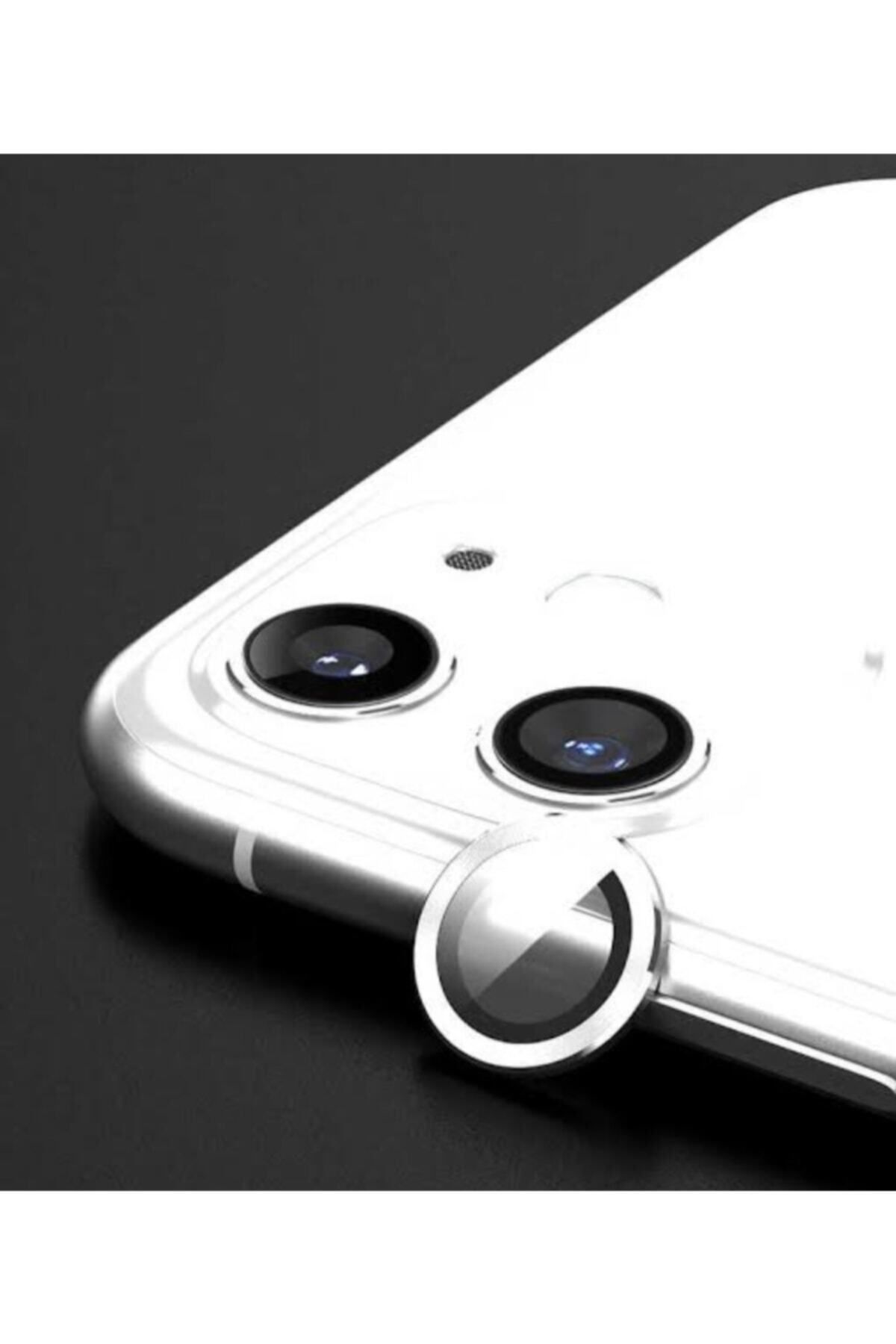 Powerfox Iphone 11/12/12 Mini Uyumlu Alüminyum Alaşım Tempered Glass Kamera Lens Koruyucu(2'li Set) Gümüş