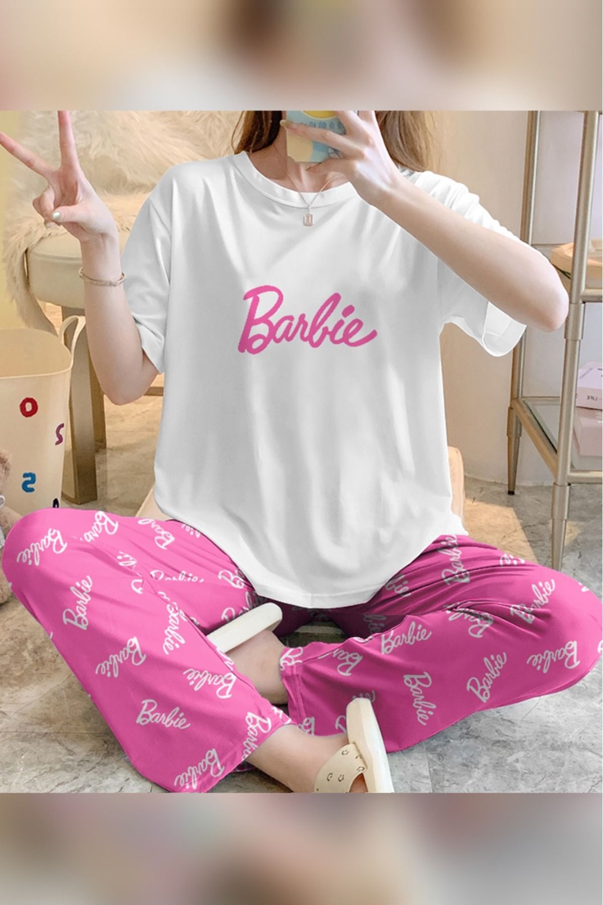 Pembishomewear Zezeyle Barbie2 Kadın Pijama Takımı