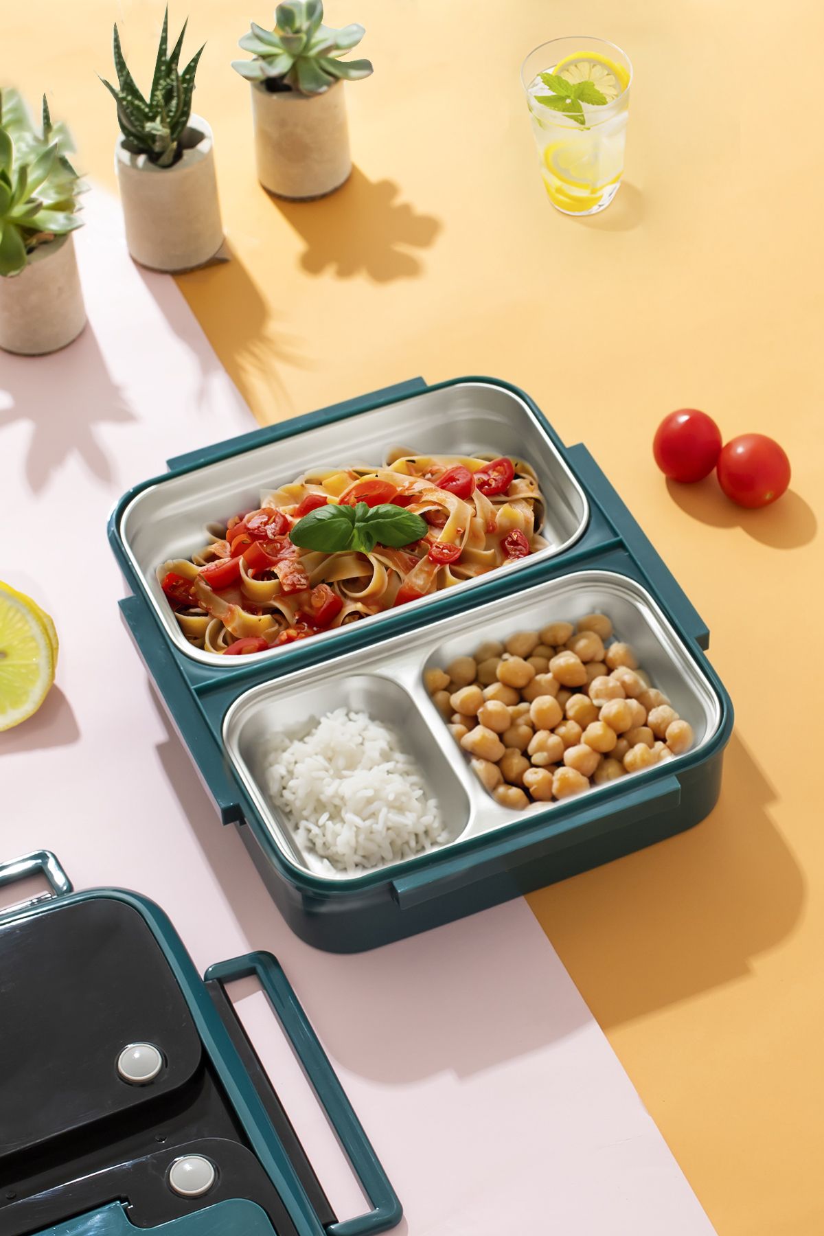 Porsima Ckr Çelik Isı Yalıtımlı 3 Bölmeli Yemek Termosu Beslenme Kutusu Lunchbox Sefer Tası - Yeşil