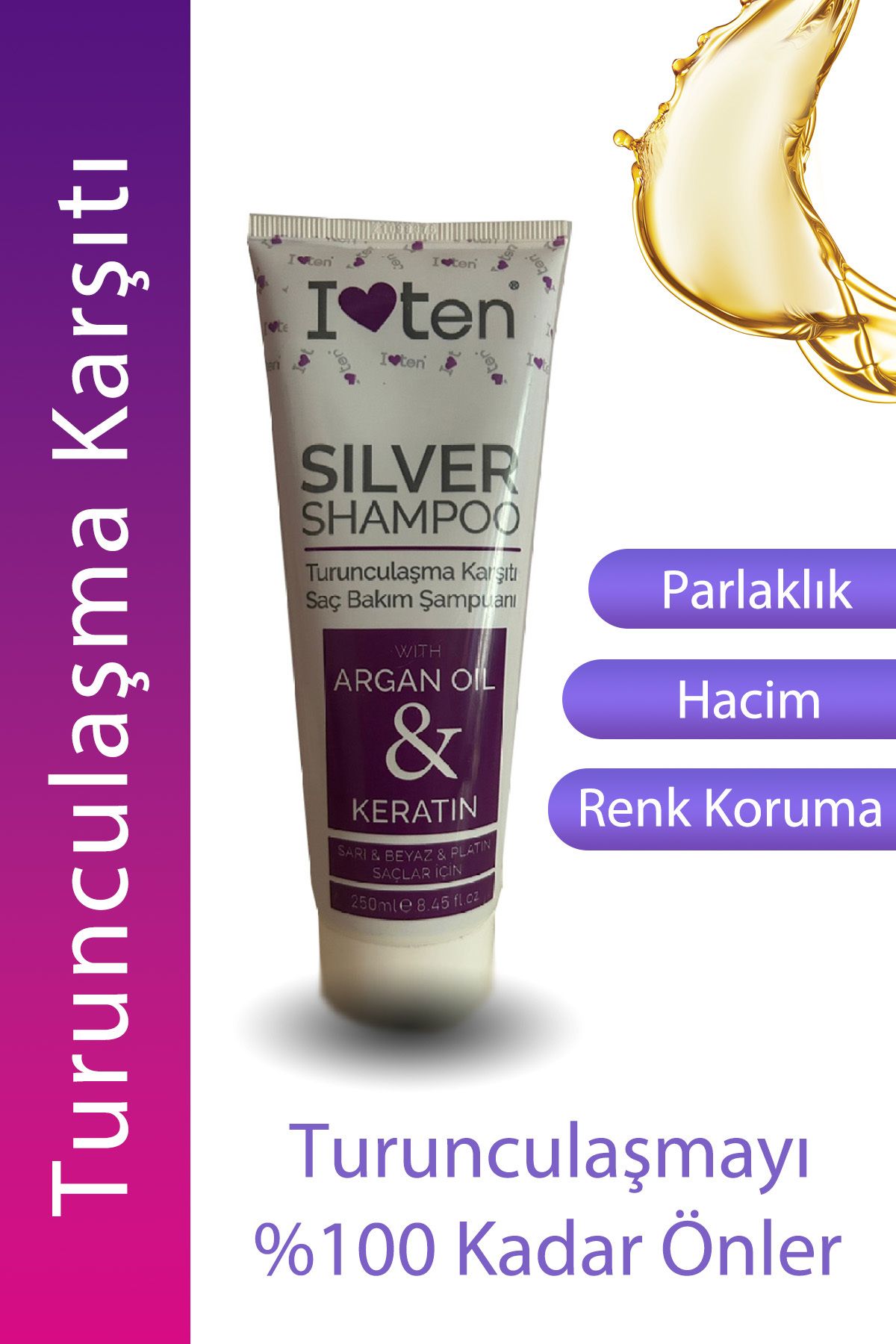 I TEN Silver Mor Şampuan Gri Beyaz Platin Sarı Saçlara Uygun 250 ml