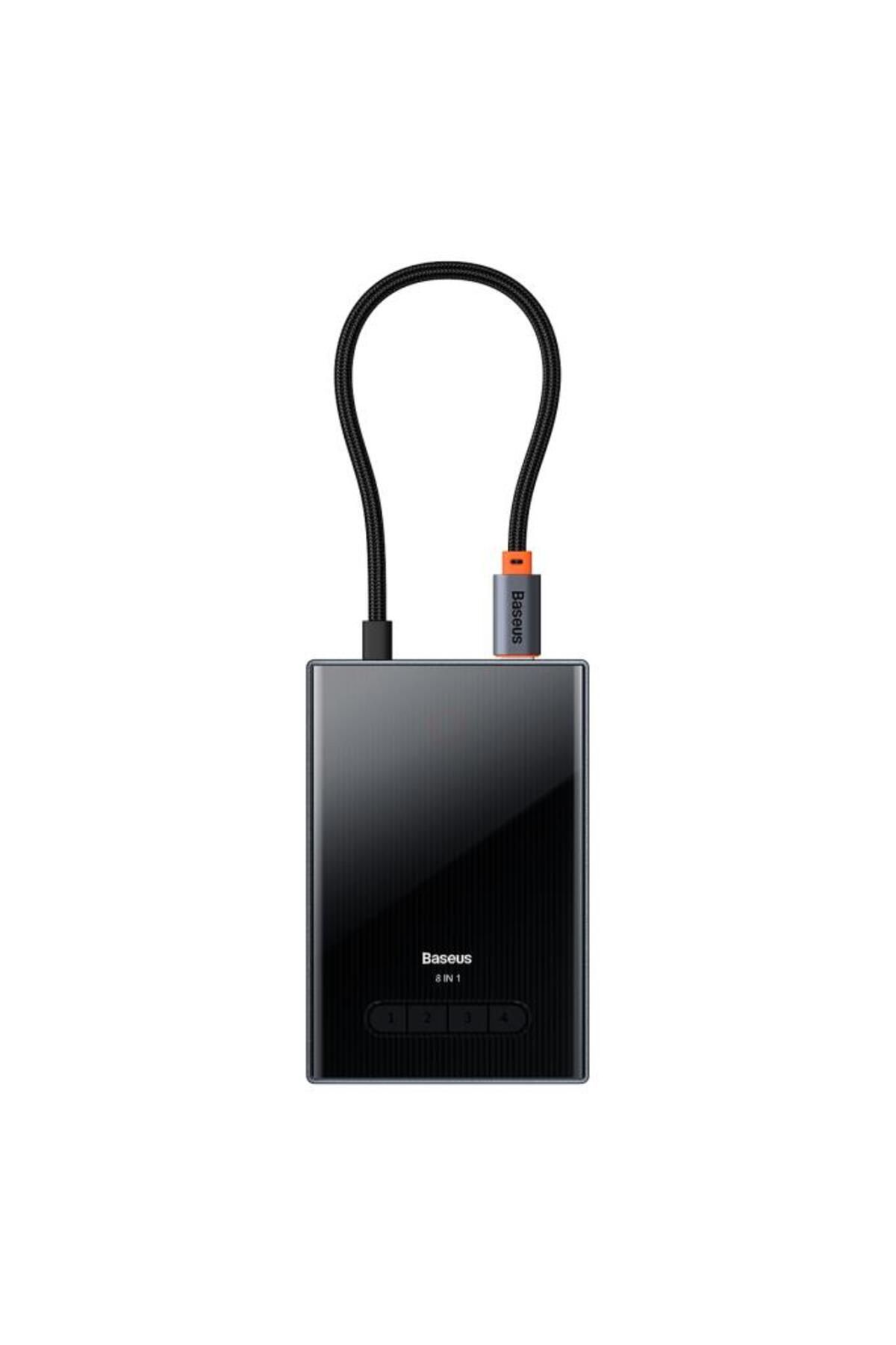 Baseus Pioneer Joy, 8 in 1 Multi-Fonksiyonel Type-C Hub Dock Station, Siyah