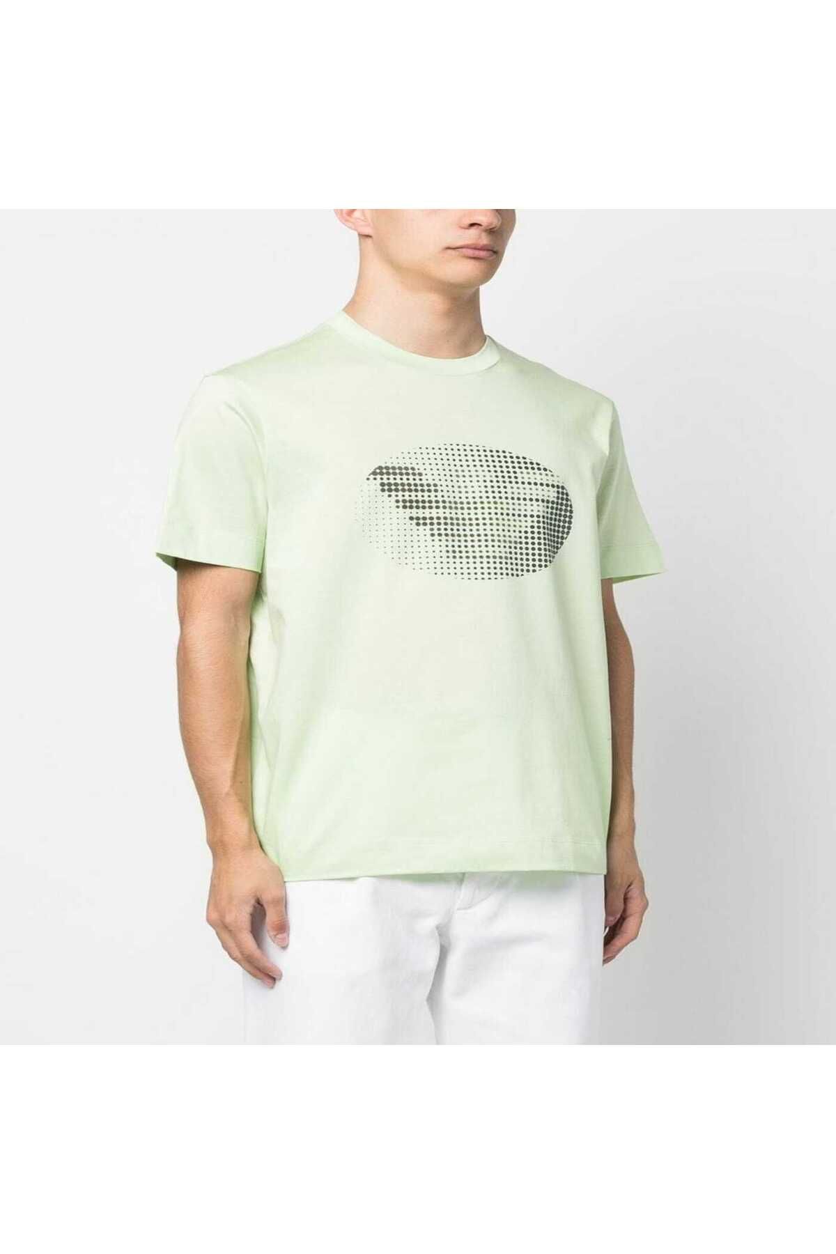 Emporio Armani Erkek %100 Pamuk Jersey Kumaş Marka Logolu Yeşil T-Shirt 3R1TU1 1JSAZ-0594