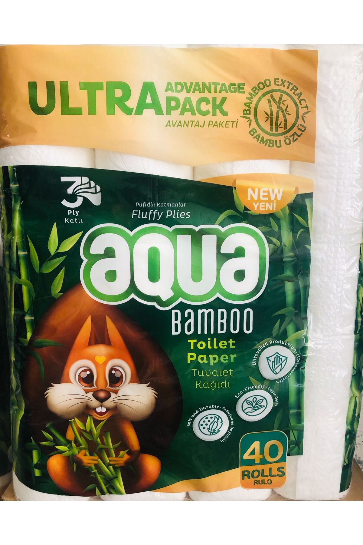 pag ambalaj Aqua 40’li Bambu Tuvalet Kağıdı 3 Katlı