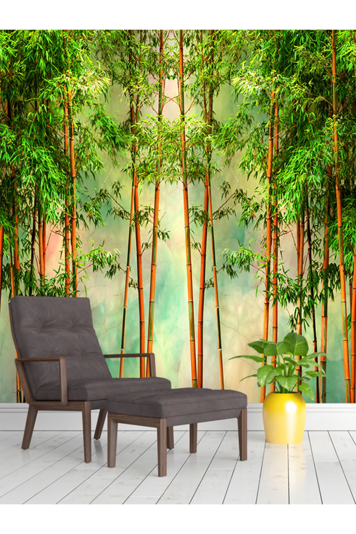 dreamwall Bambu Ağaçlar Desenli Silinebilir Sağlık Dostu Tekstil Duvar Kağıdı