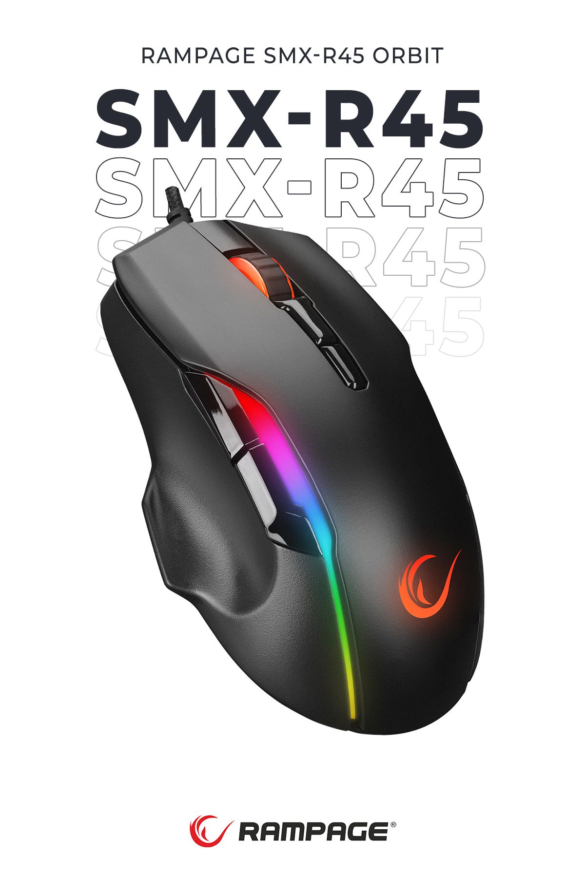 Rampage Smx-r45 Orbit Rgb Ledli Makrolu 6400 Dpı Drag Click Gaming Pro Oyuncu Mouse