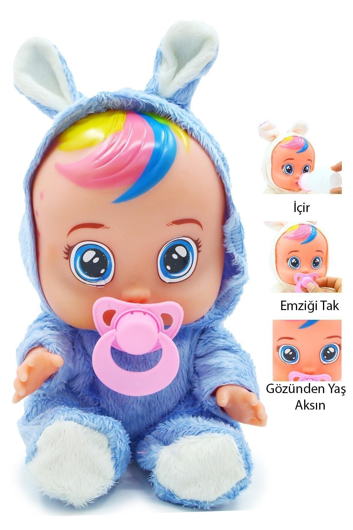 Global Toys Mavi Tulumlu Göz Yaşı Döken Ve Konuşan Et Bebek Konuşan Bebeğim 30cm