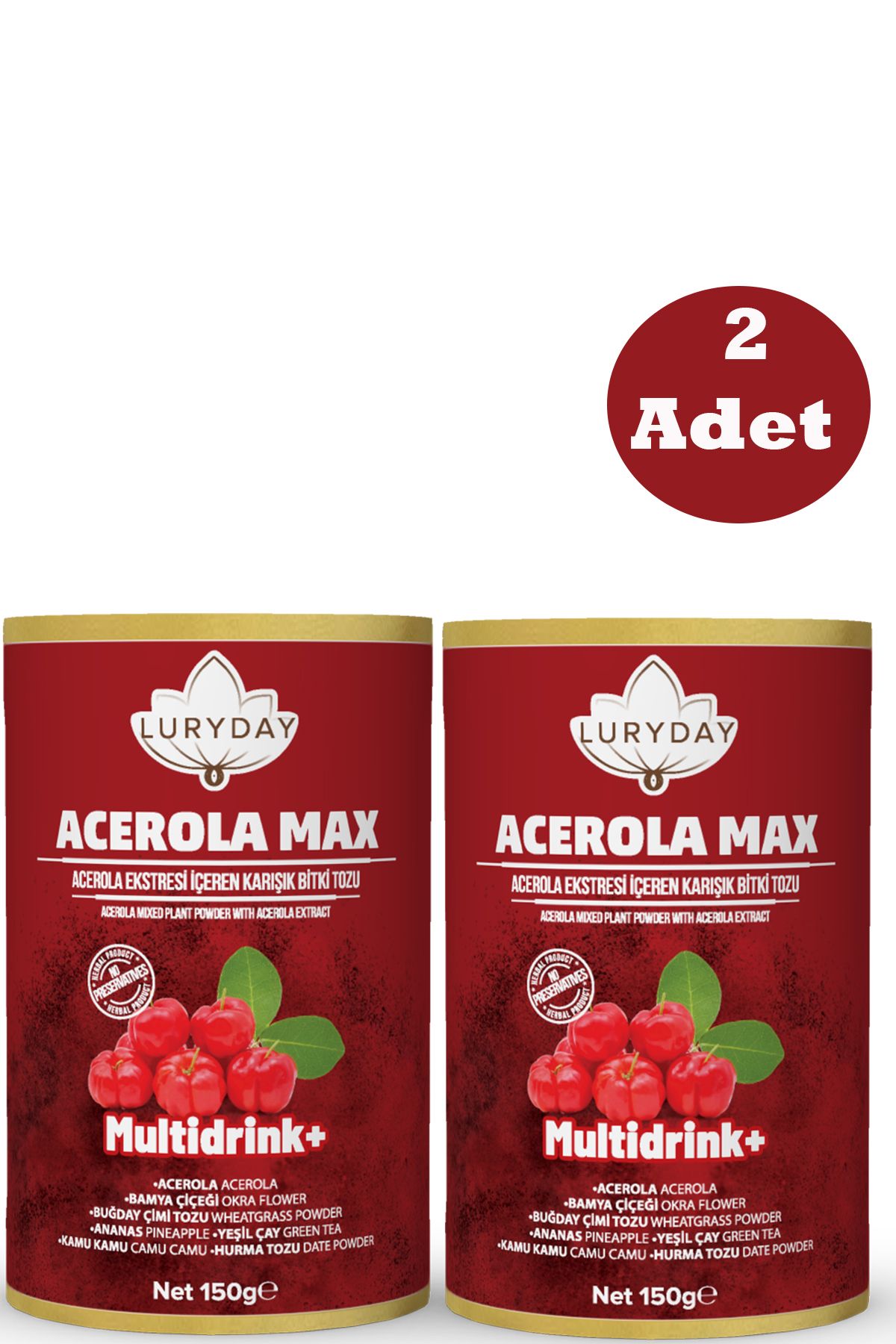 LURYDAY 2 Adet - Aserola Max Acerola Ekstresi Içeren Karışık Bitki Tozu