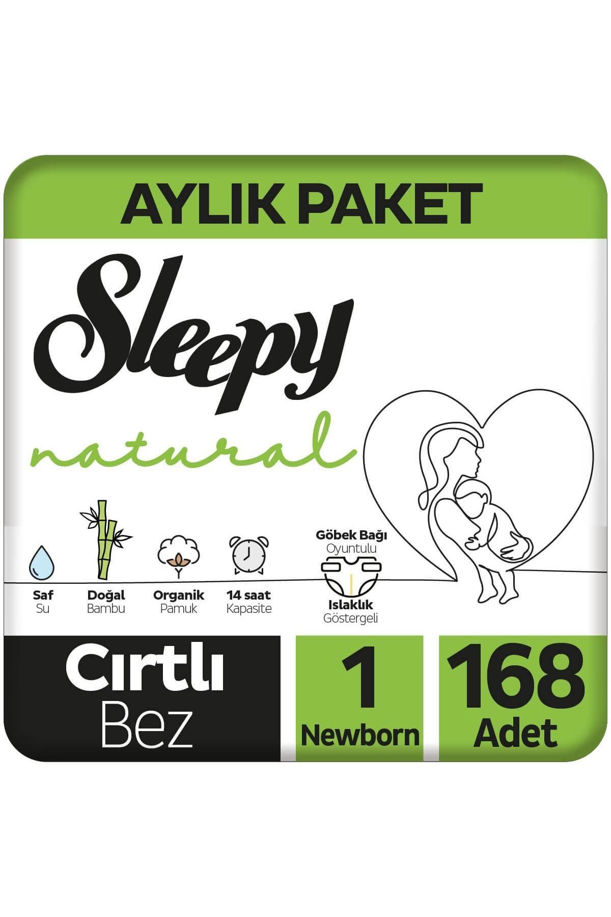 Sleepy Natural Aylık Paket Bebek Bezi 1 Numara Yenidoğan 168 Adet