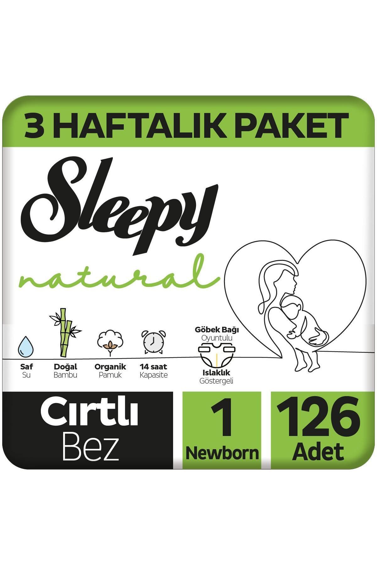 Sleepy Natural 3 Haftalık Paket Bebek Bezi 1 Numara Yenidoğan 126 Adet