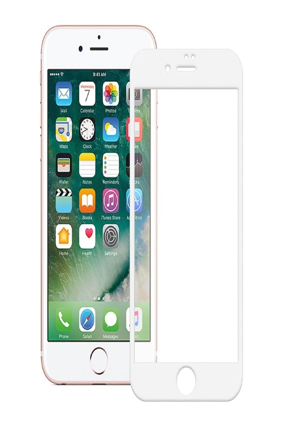 Telefon Aksesuarları Iphone 6 Plus - 6s Plus Tam Kaplayan Zengin Çarşım Kavisli Ekran Koruyucu Film Beyaz