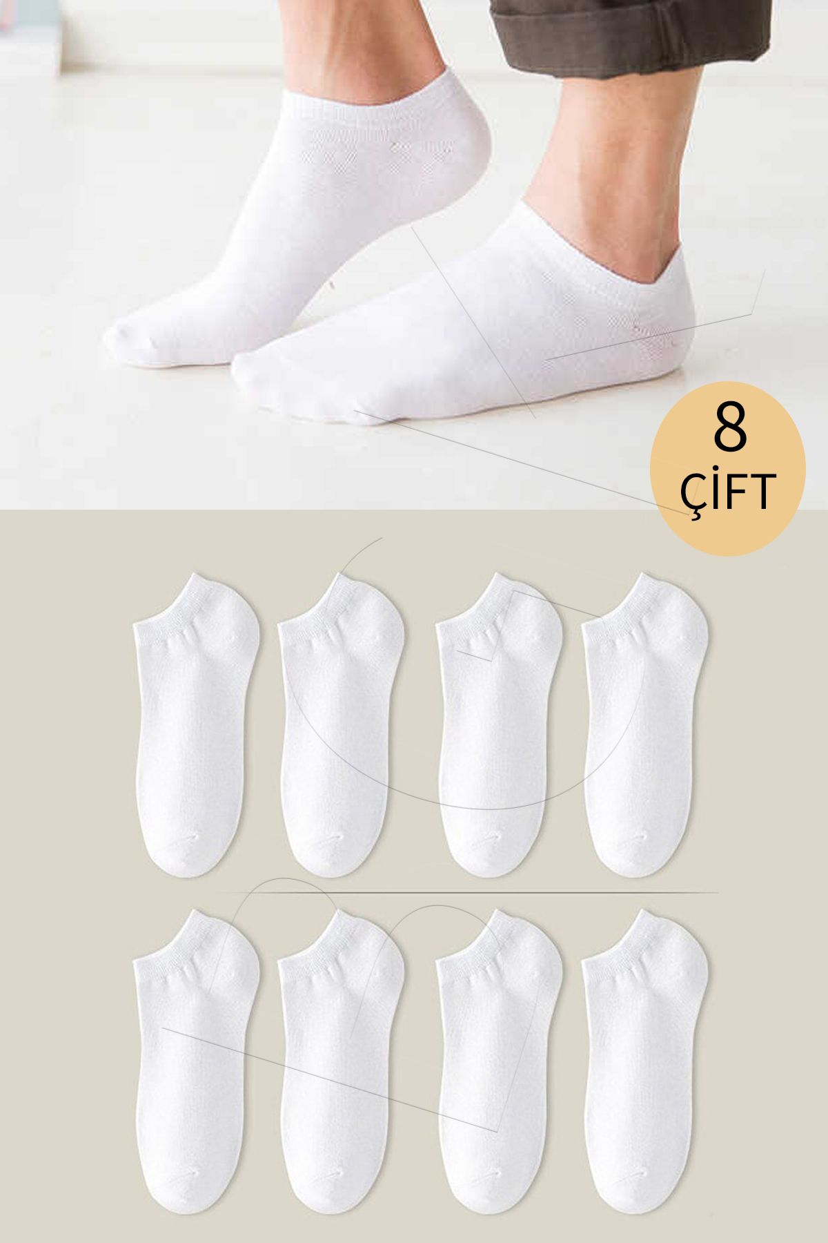 BGK Unisex Basic Patik Çorap 8 Çift