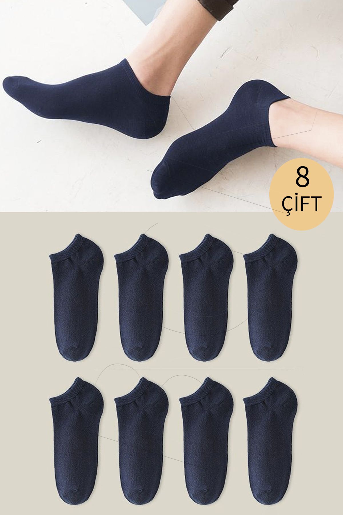 BGK Unisex Basic Patik Çorap 8 Çift