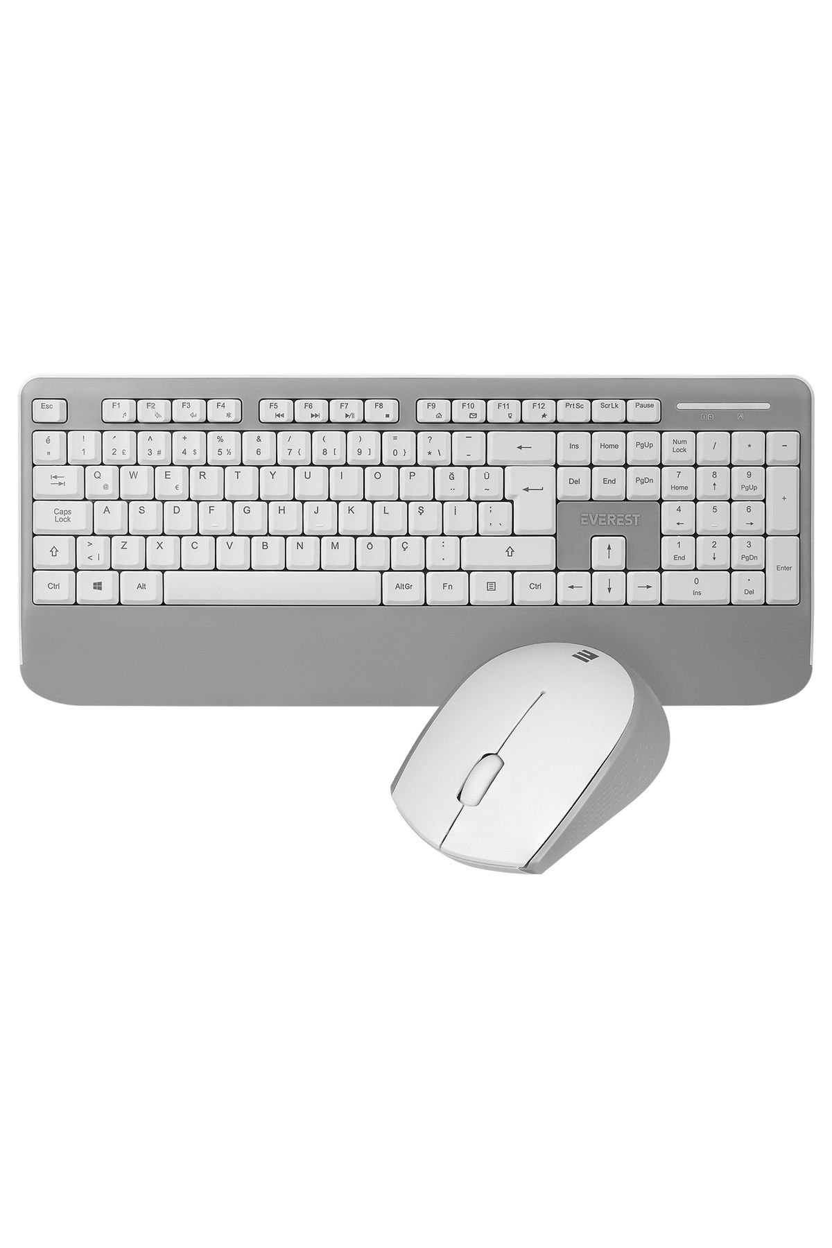 Everest Km-6176 Offical Beyaz-Gri Kablosuz Combo Q Multimedia Klavye + Mouse Set