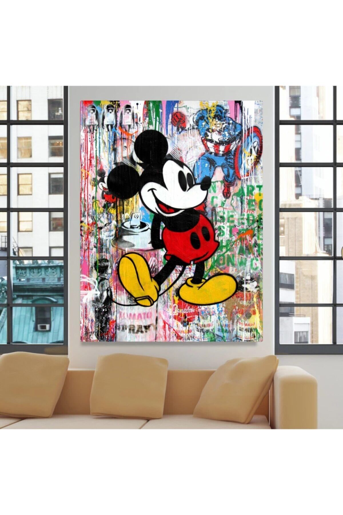Şehzat Mickey Mouse Mural Sanatı Kanvas Tablo