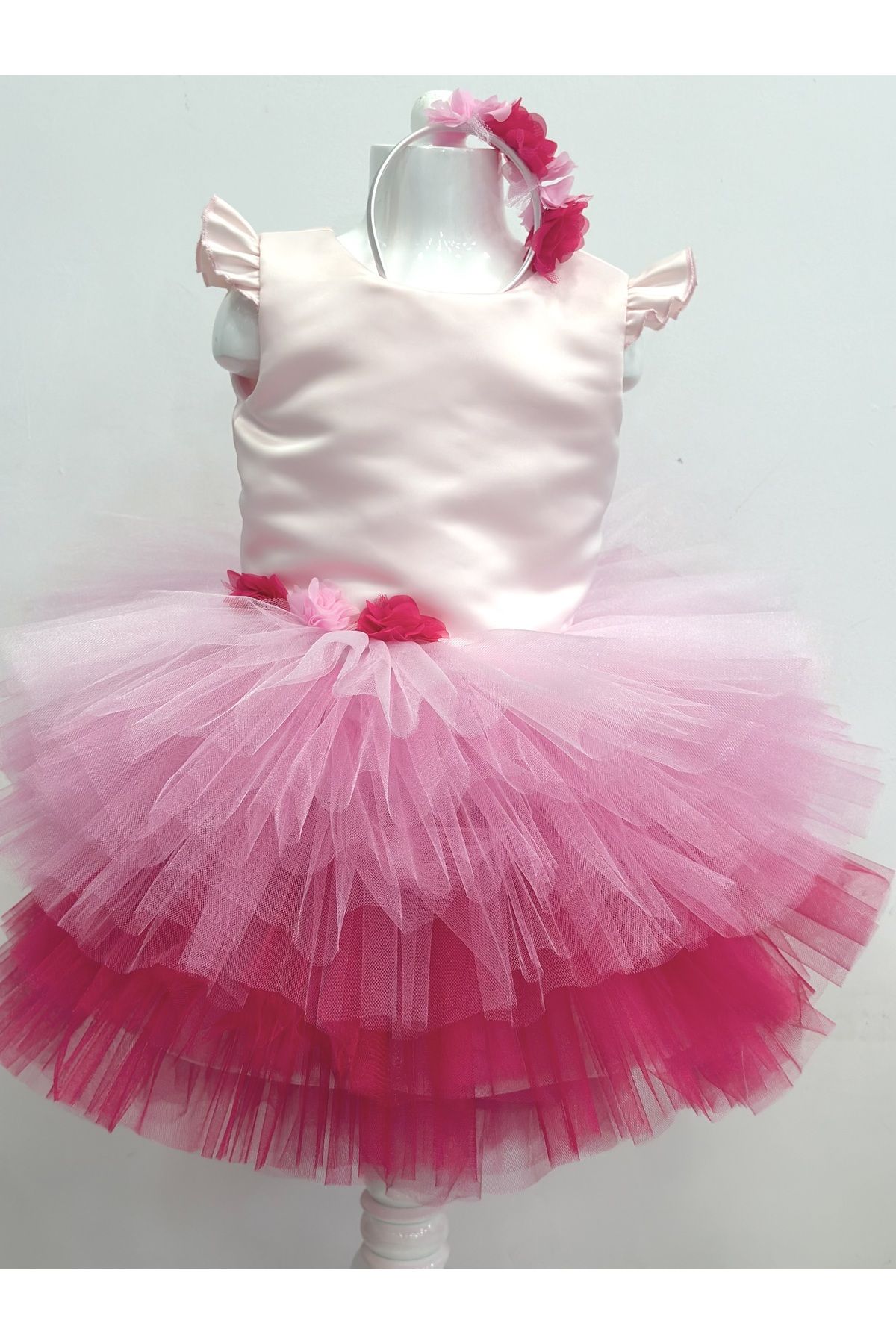 YAĞMUR KOStütüM Barbie Kız Çocuk Pembe Doğumgünü Elbisesi & Parti Kostümü