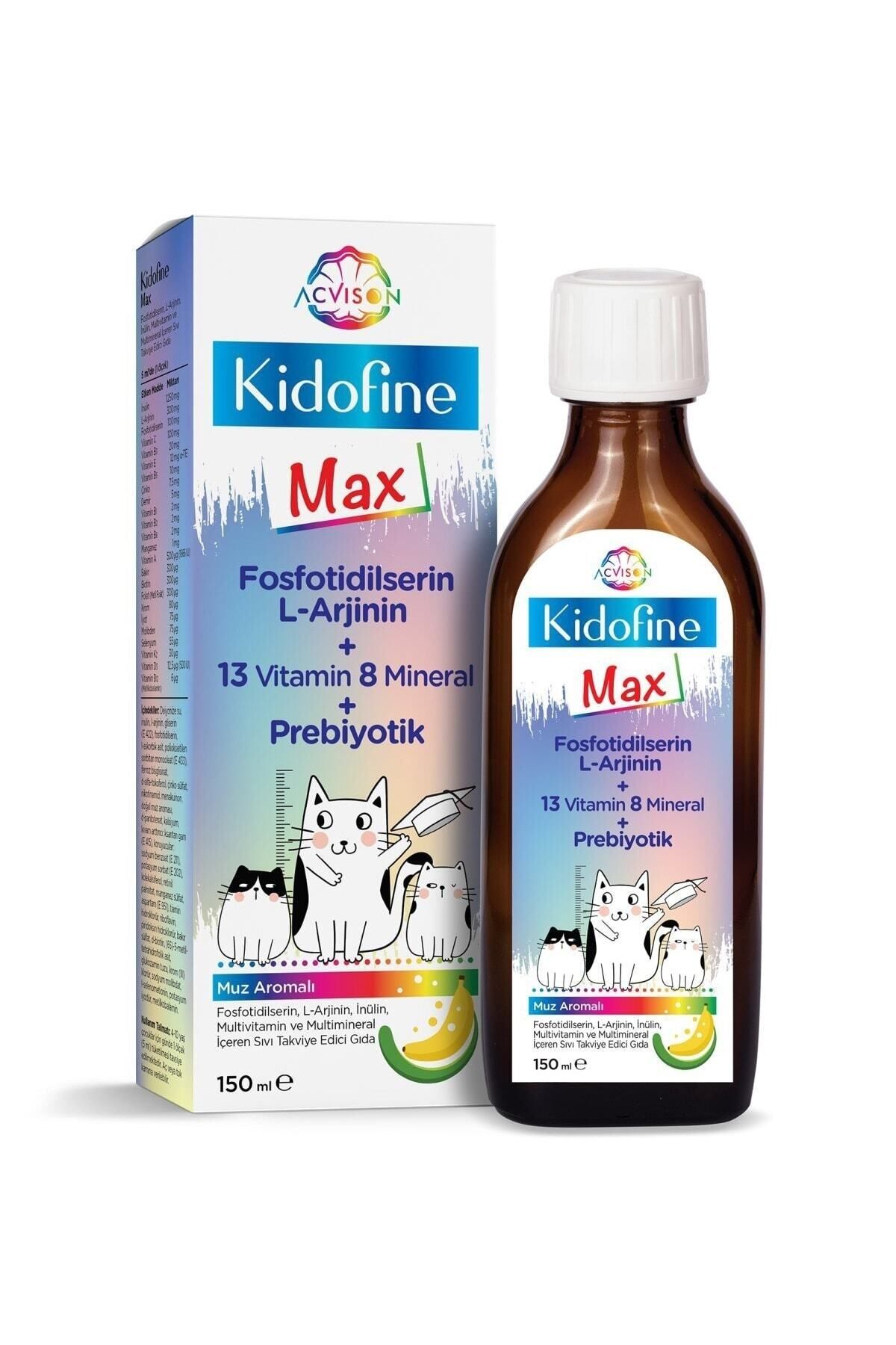 Acvison Kidofine Max Çocuklar Için Multivitamin Fosfotidilserin L-arjinin 13 Vitamin 8 Mineral Prebiyotik