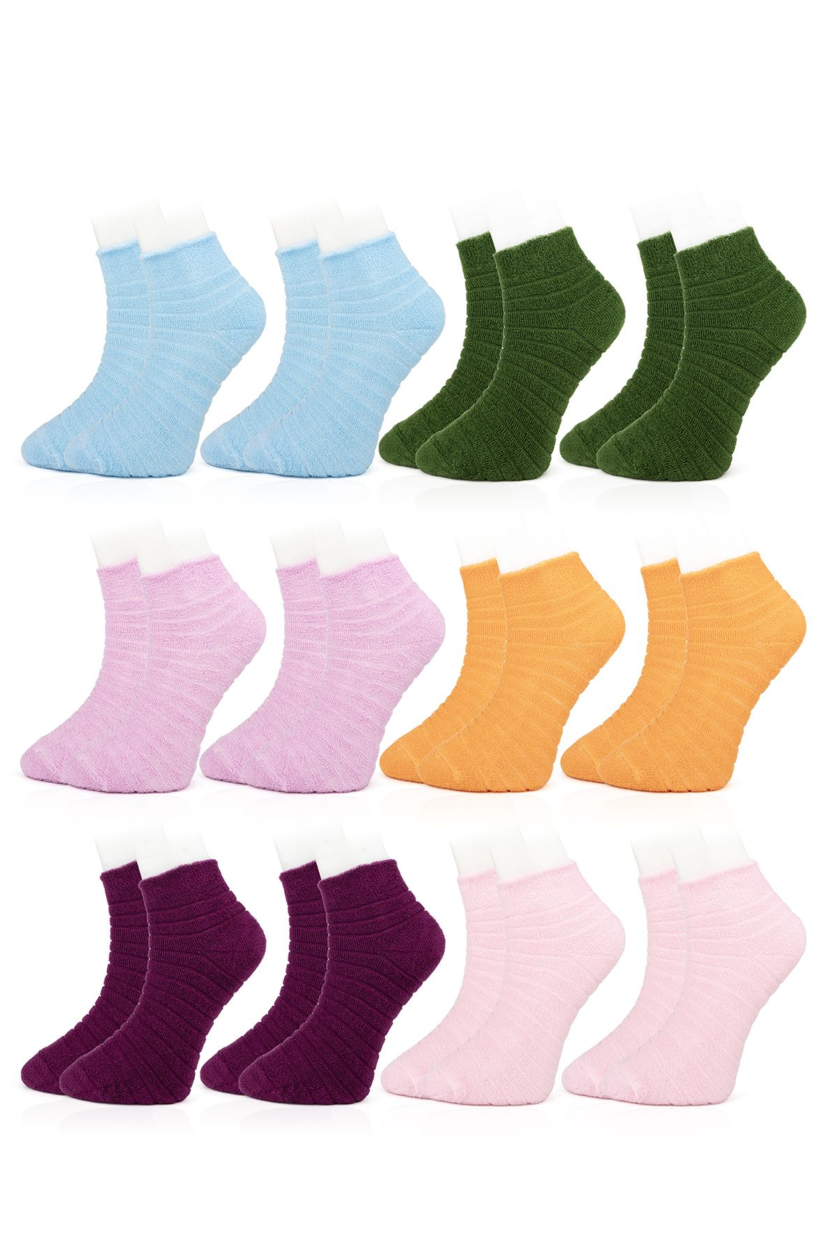 Line Smart 12'li Kadın Renkli Ters Havlu Kalın Kışlık Patik Çorap