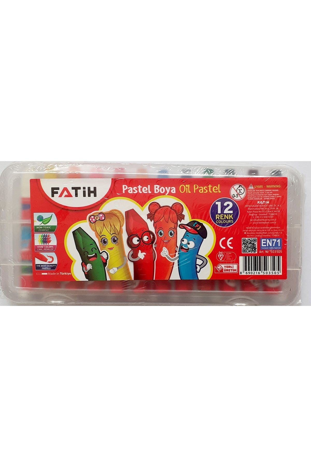 Fatih Pastel Boya 12 Renk Plastik Kutulu