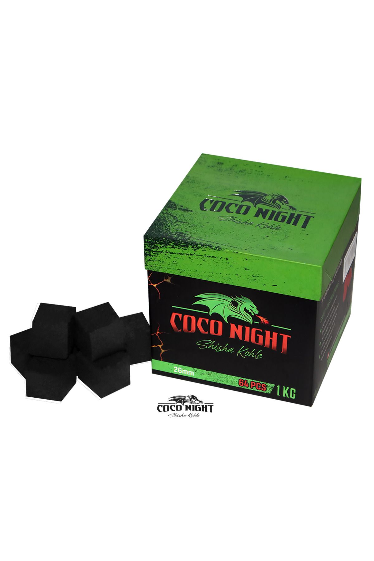 Coco Night (İNDİRİM HAFTASI) 1kg #26mm Hindistan Cevizi Küp Nargile Kömürü