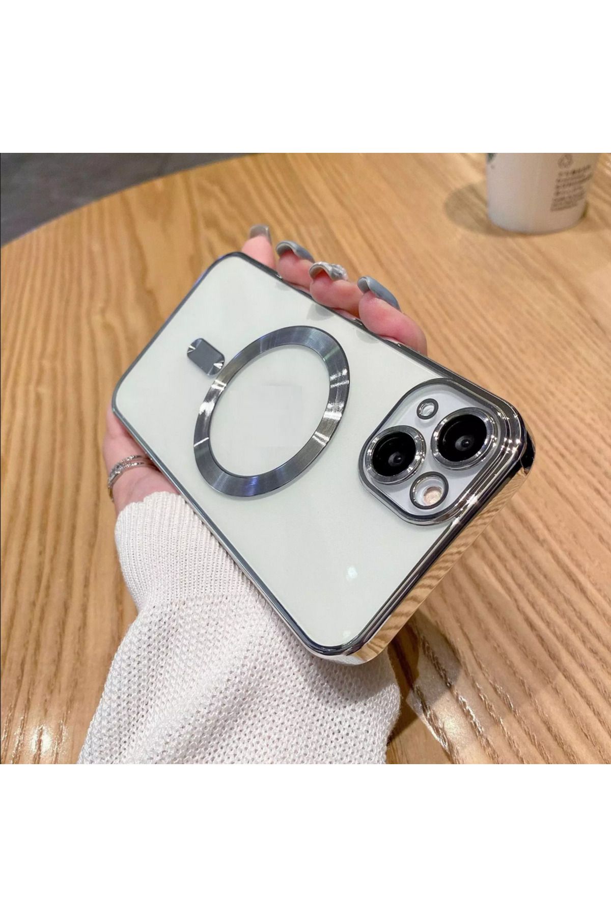 UnDePlus Apple Iphone 14 Kılıf Magsafe Kamera Lensli Korumalı Şeffaf Silikon Kapak