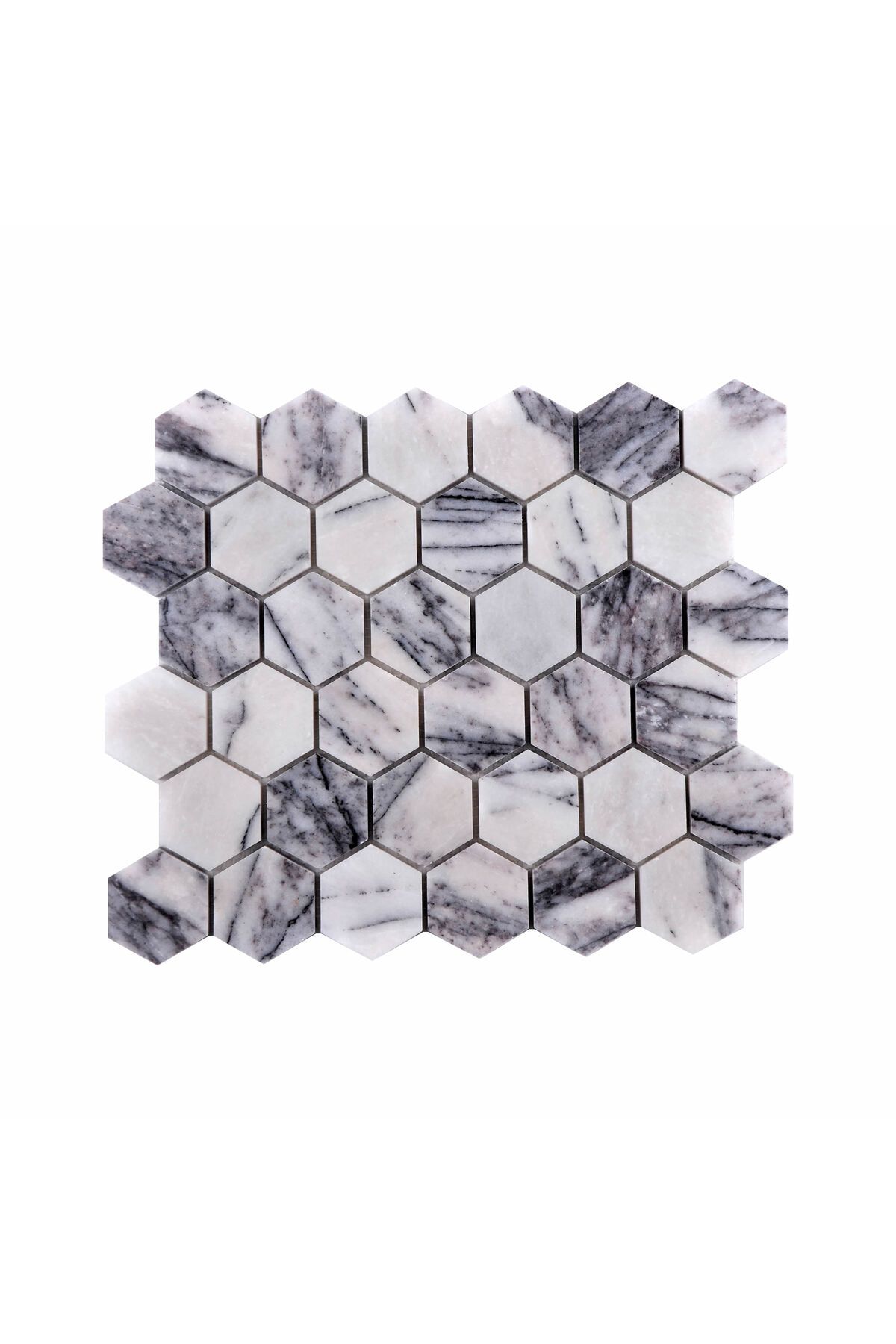 TUQCO Doğaltaş Fileli 2" Hexagon Leylak Cilalı Mermer Mozaik