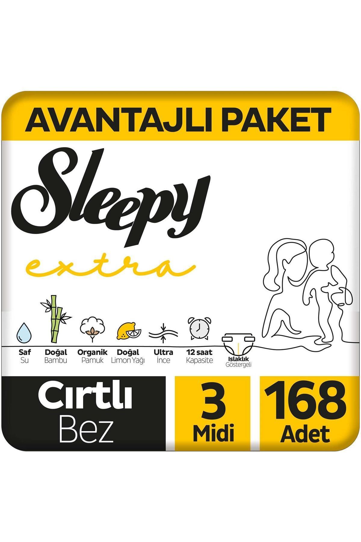 Sleepy Extra Günlük Aktivite Avantajlı Paket Bebek Bezi 3 Numara Midi 168 Adet