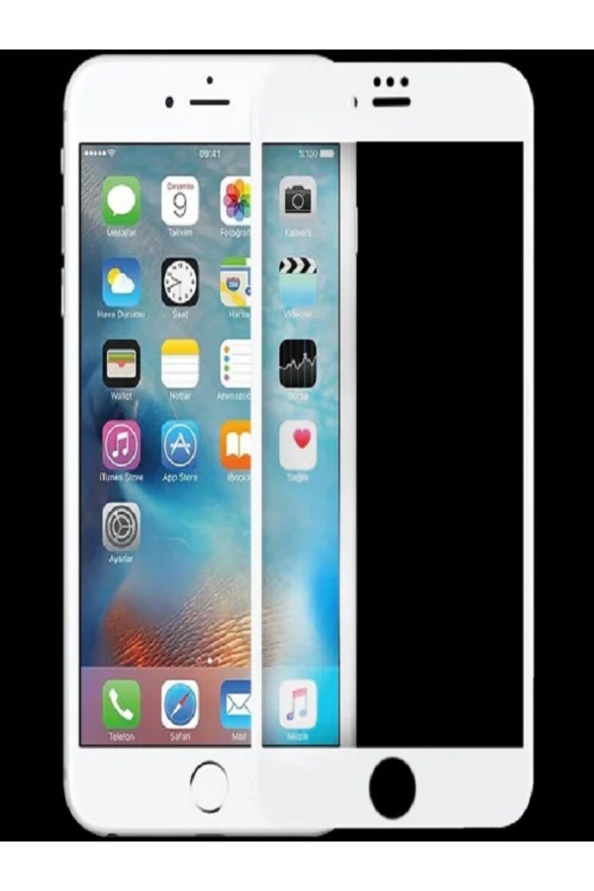 ERMER Apple iphone 6 / 6s Parlak Seramik Ekran Koruyucu Tam Kaplayan HD Esnek Kırılmaz Koruyucu Beyaz 6G